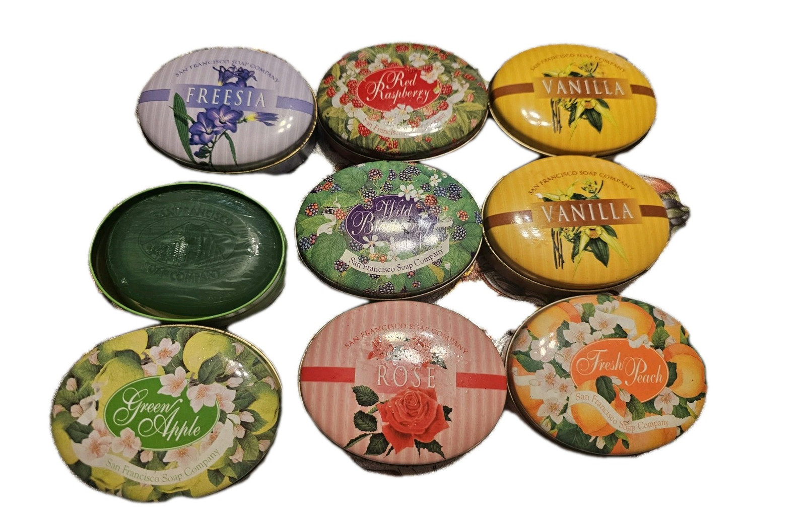 Vintage San Francisco Soap Company Lot of 8 New Soaps in Collector Tins
