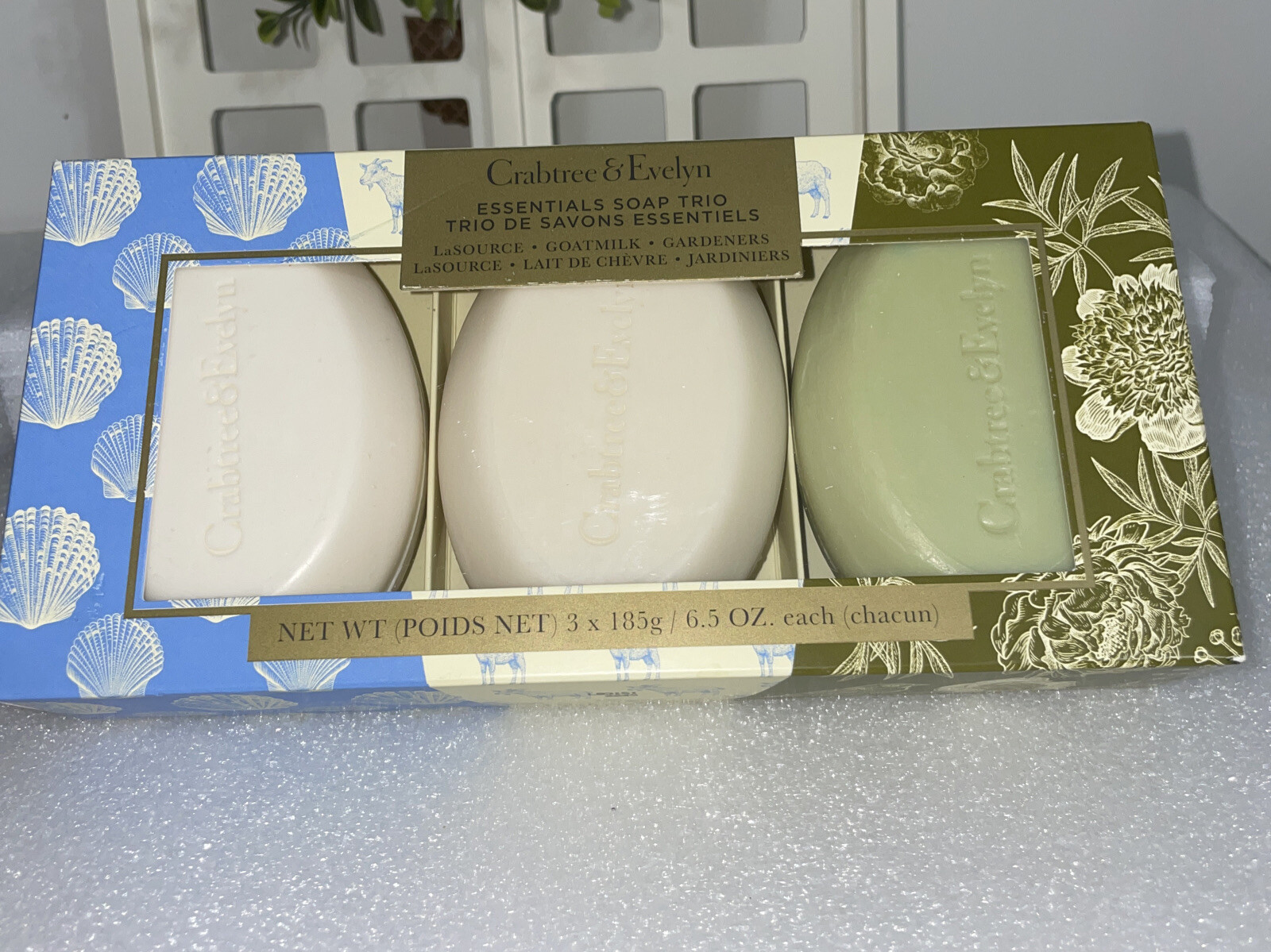 Crabtree & Evelyn Essentials Soap Trio La Source GOATMILK GARDENERS 3 Bar Soap
