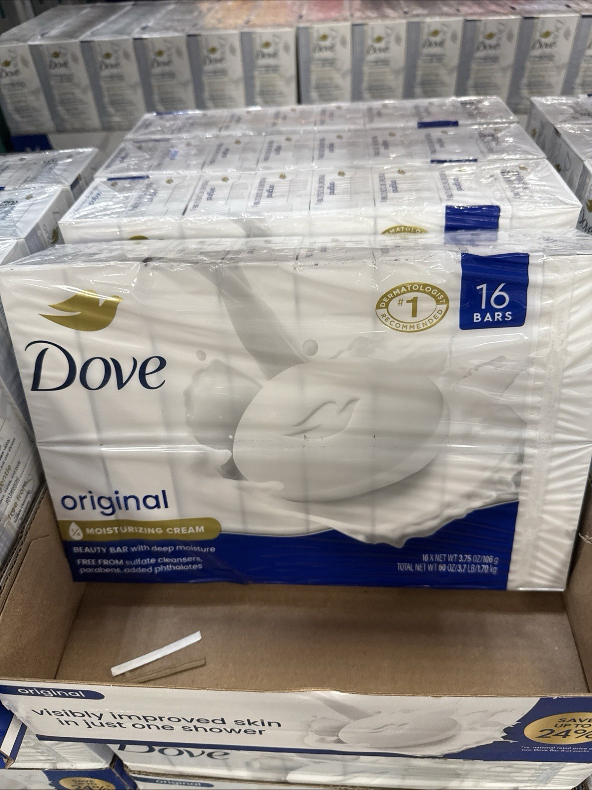 Dove Original Beauty Bar Deep Moisture White 4 Ounce Each. 16 Bars