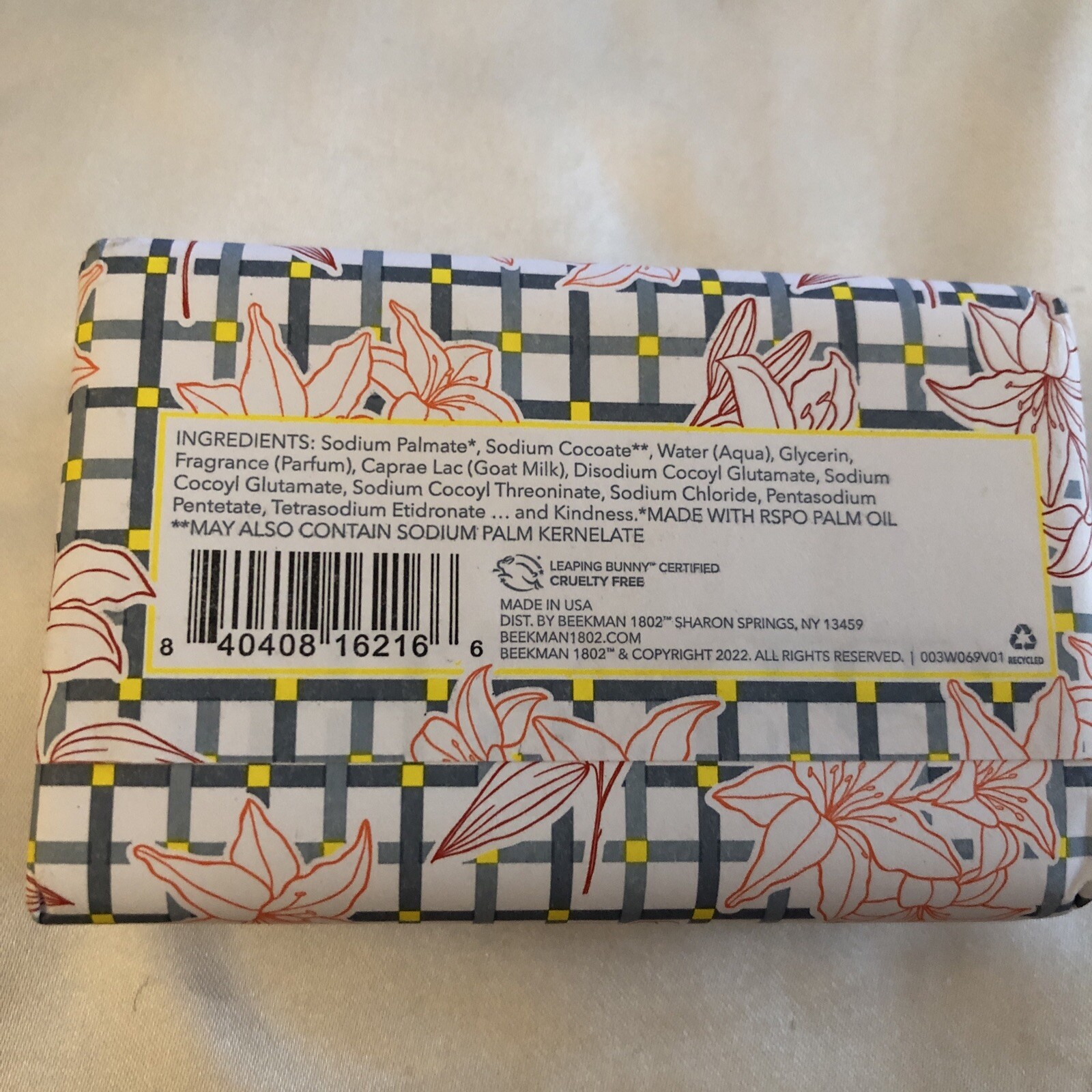 BEEKMAN 1802 Amber Sunset Lily Goat Milk Bar Soap 255g Jumbo Sealed NIB