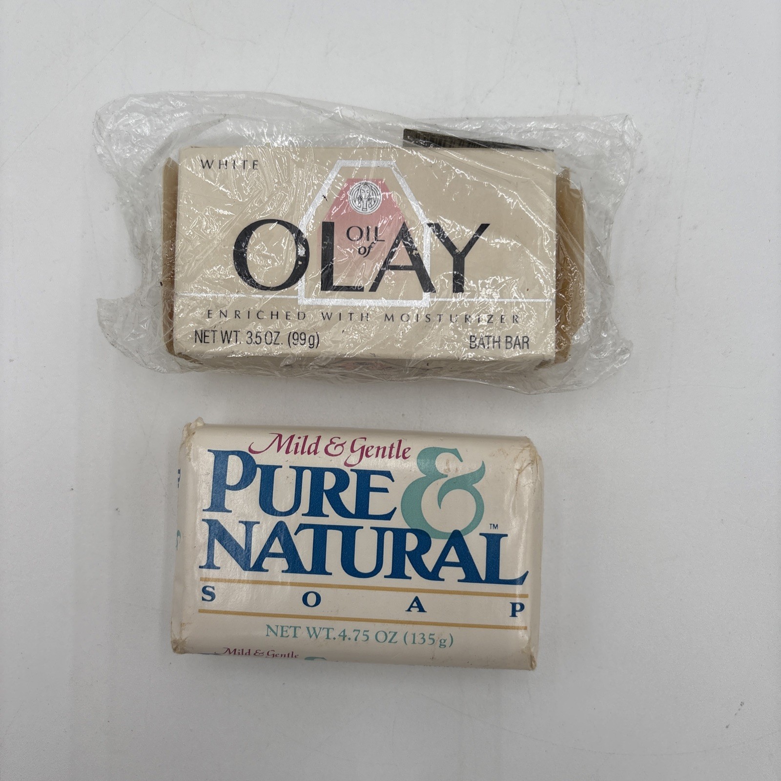 Vintage Lot of 2 Sealed Bars Of Soap-Oil Of Olay 3.5oz & Pure Natural 4.75oz