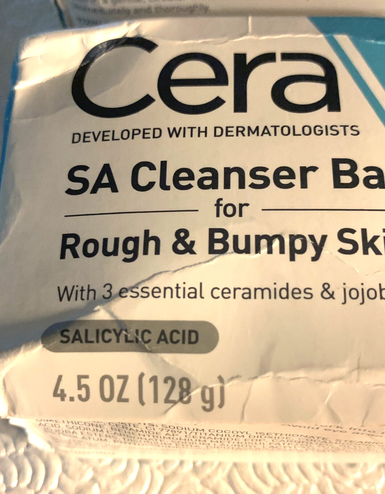 CeraVe SA Cleanser Bar for Rough Bumpy Skin 4.5 oz. Each- Lot Of 2- Box Damage