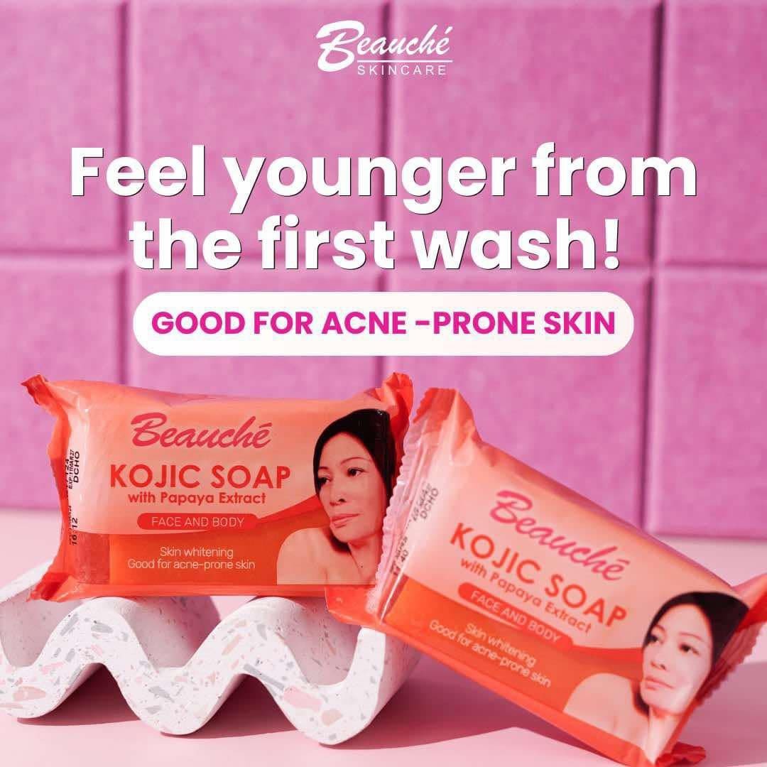 5 PIECES BEAUCHE KOJIC SOAP-LIGHTENS SKIN, TREATS ACNE, REDUCES WRINKLES 90gram