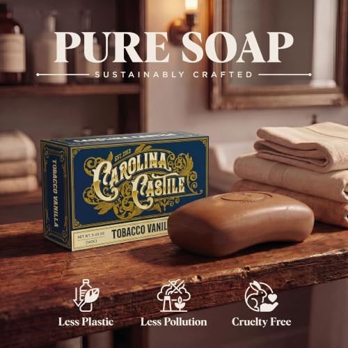 Body Wash Bar Soap for Sensitive Skin 5 oz Tobacco Vanilla Triple Milled Olive