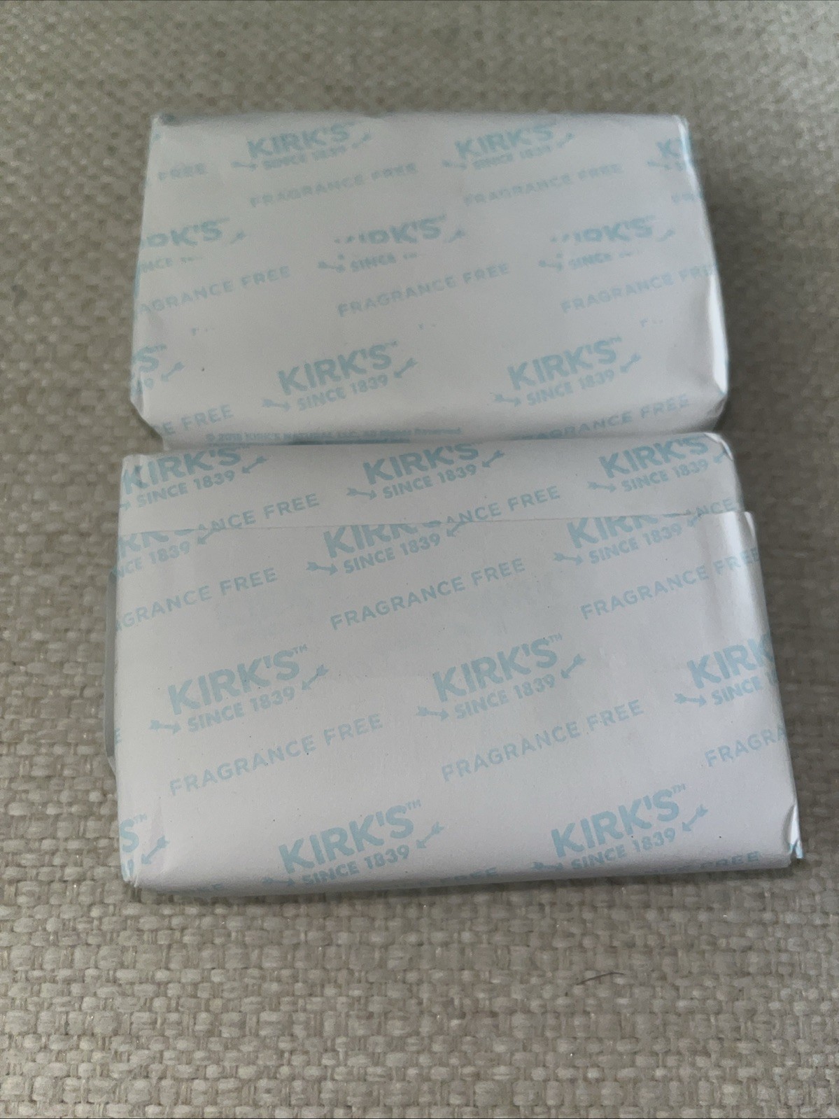 New/Sealed lot of 2 Kirk’s Castile Bar Soap Fragrance Free Ex: 11/2028