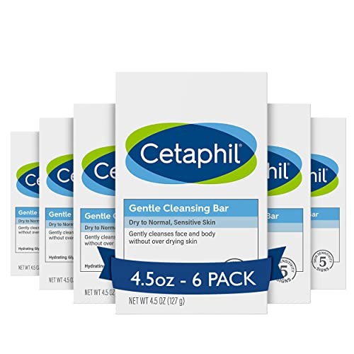 Gentle Cleansing Bar Soap – Sensitive & Dry 4.5 Ounce (Pack of 6) – Unscented