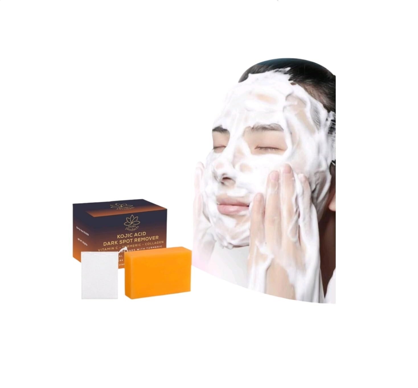 Kojic Acid Dark Spot Remover Soap Bars Vitamin C, Turmeric, Collagen 100g bar