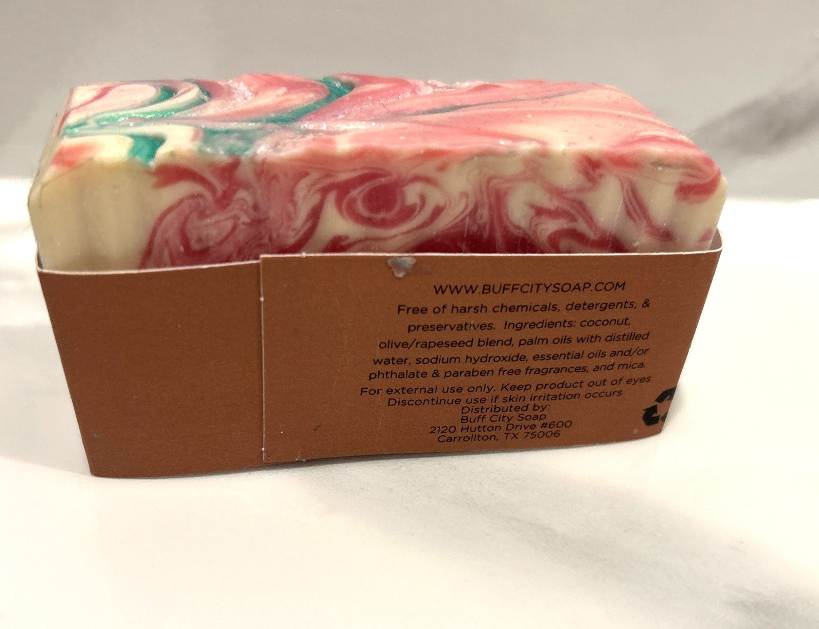 Buff City Soap Candy Cane 5.5oz Bar Pink White NEW