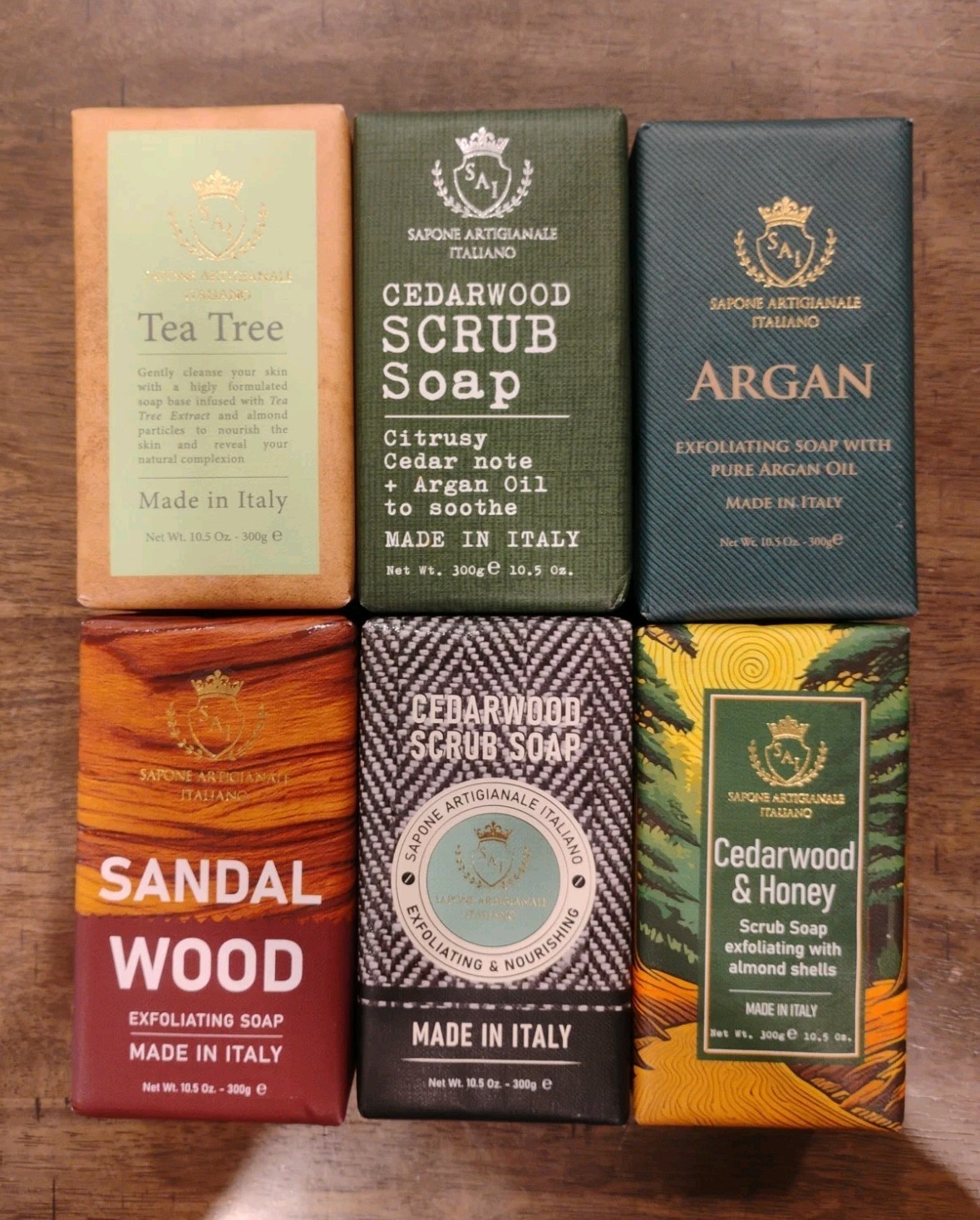 6 Large Bars Sapone Artigianale Pure Italian Variety Luxury Men’s Soap 10.5oz