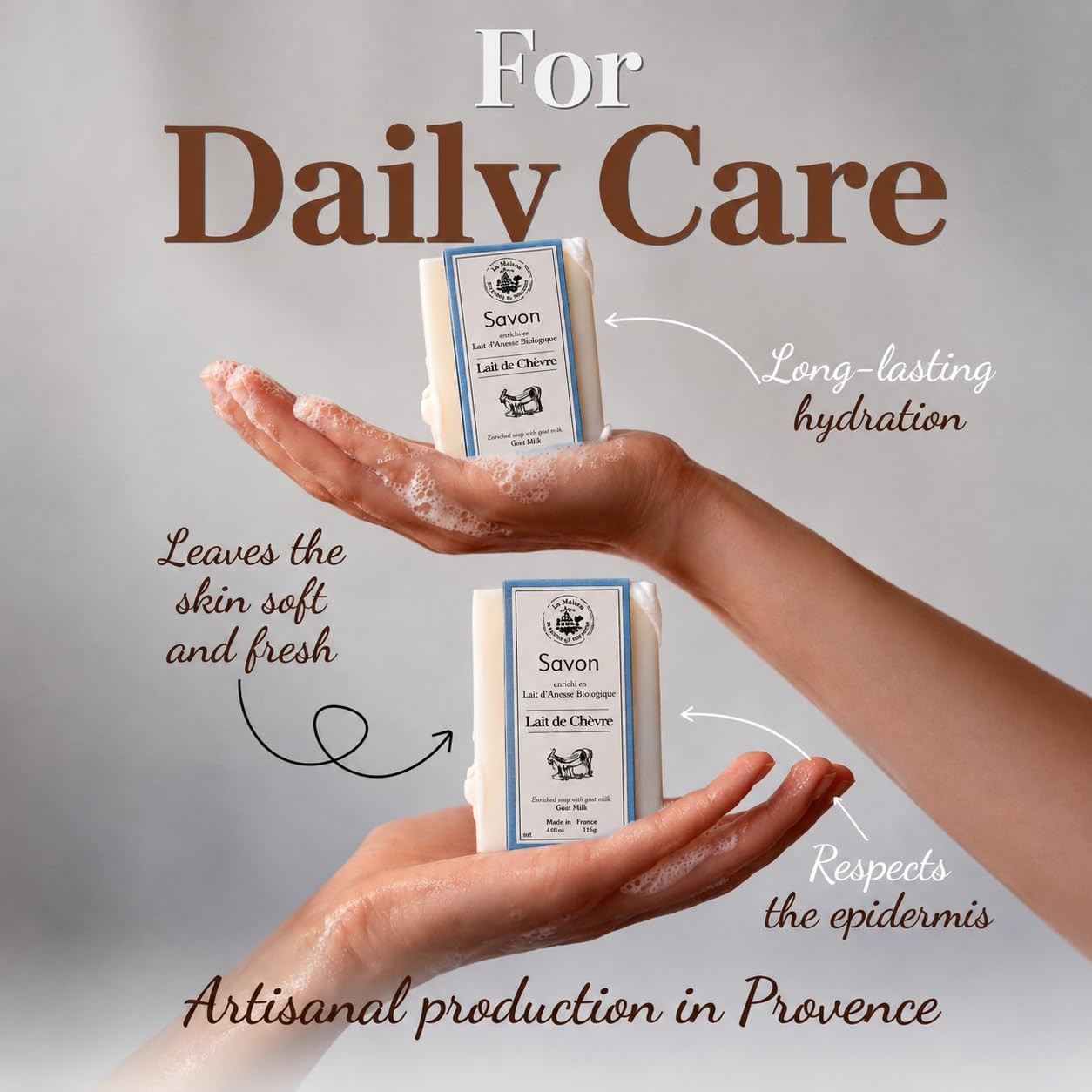 La Maison du Savon Goat Milk Soap Bar Duo for Hands & Body, 2 x 4.06 oz