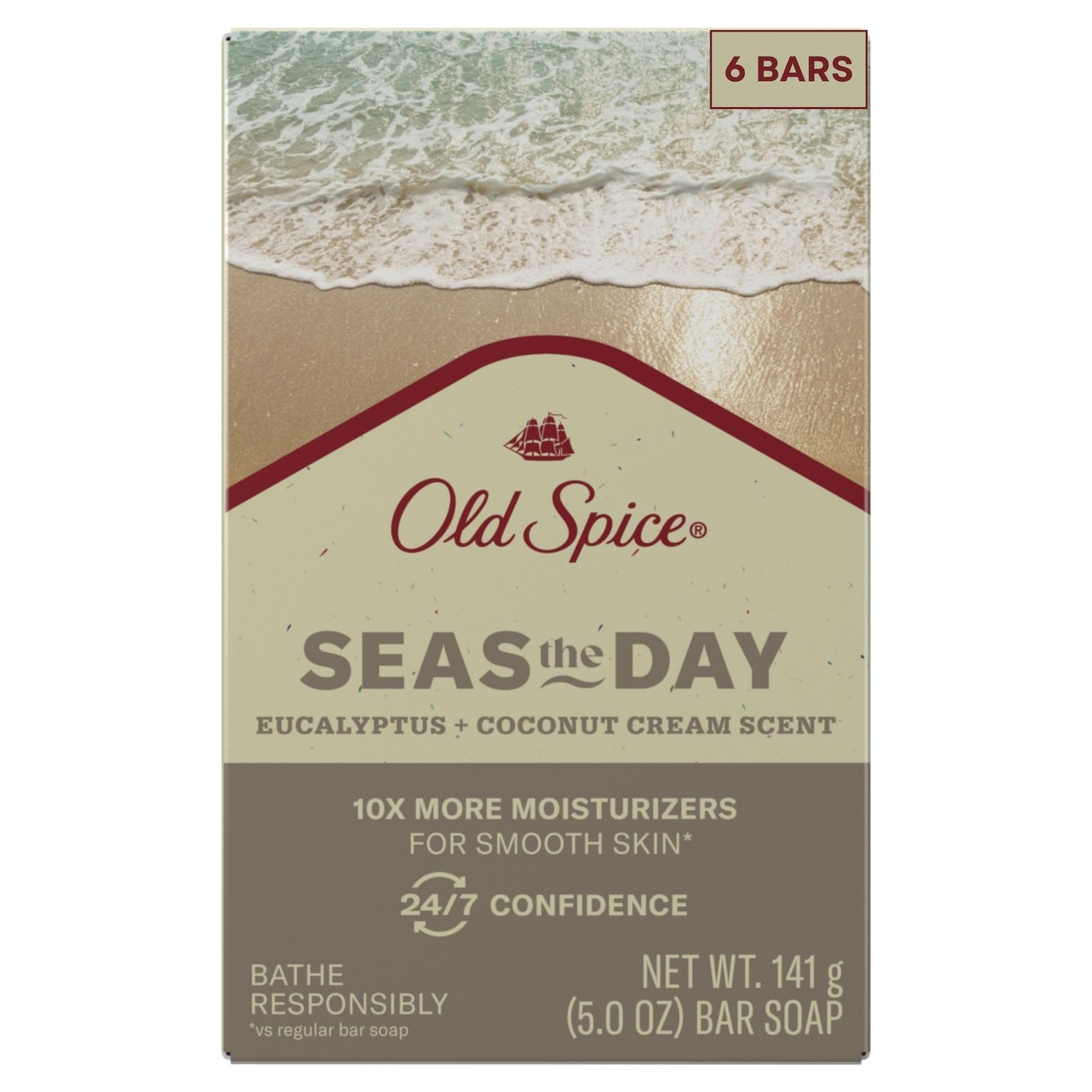 Premium Bar Soap, Seas The Day Eucalyptus and Coconut Cream Scent, With Plant…