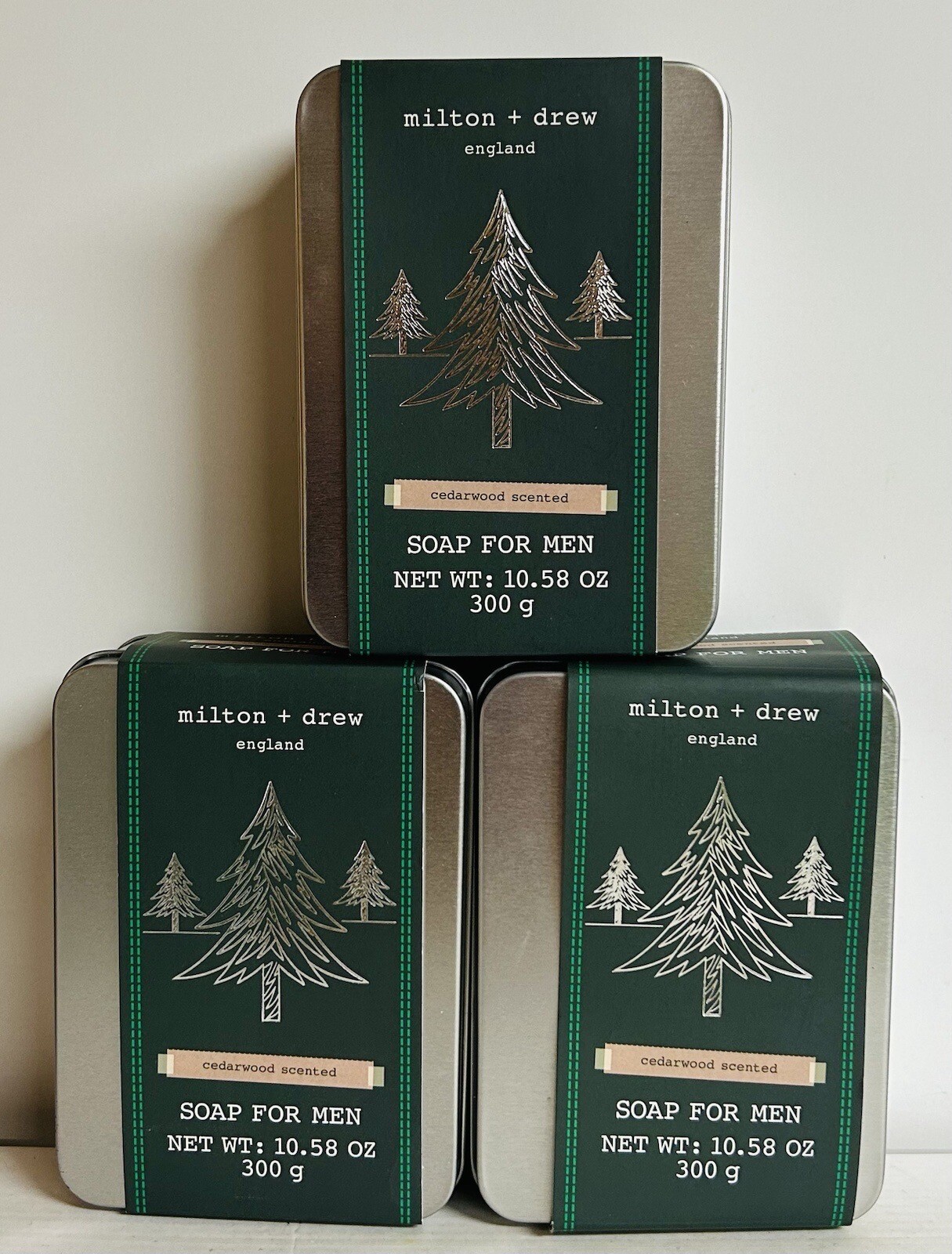 3-Pack Milton & Drew ~ Cedarwood Bar Soap For Men 10.58 oz Each
