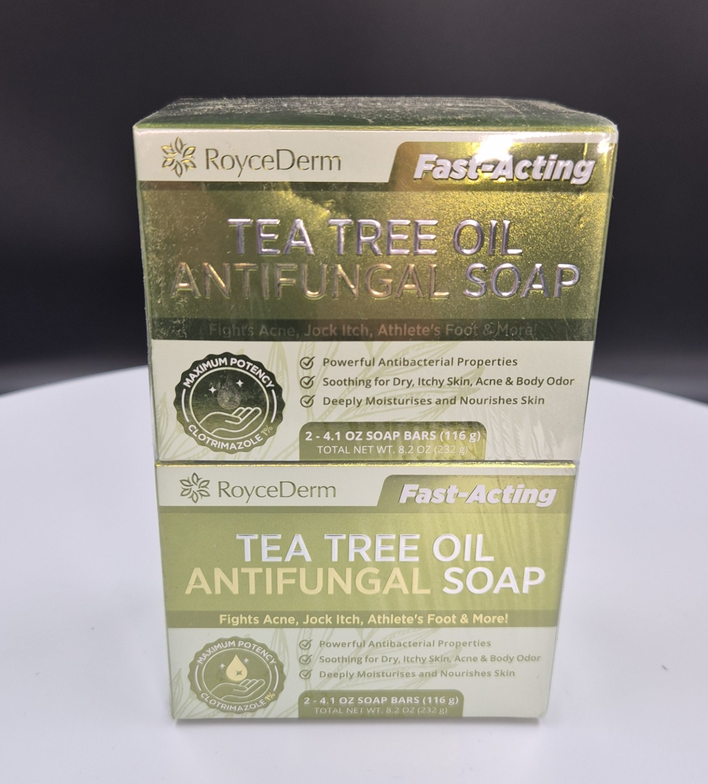 RoyceDerm Fast-Acting Tea Tree Antifungal Soap 2 Bars 8.2 oz Body/Hands