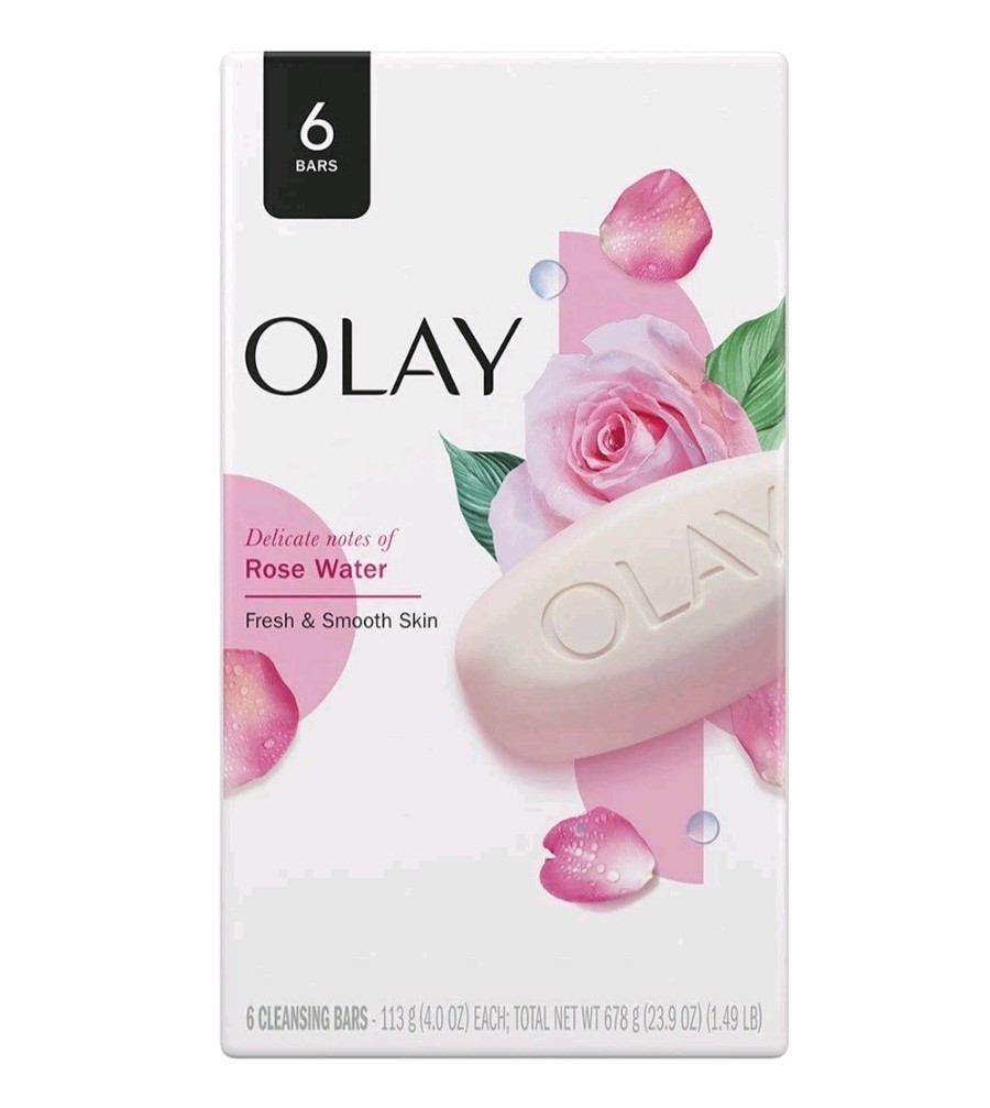NEW! OLAY (6-BARS) 4 Oz. (113 g) 🥀🫧 ●ROSE WATER● Ultra Fresh Cleansing Bars.