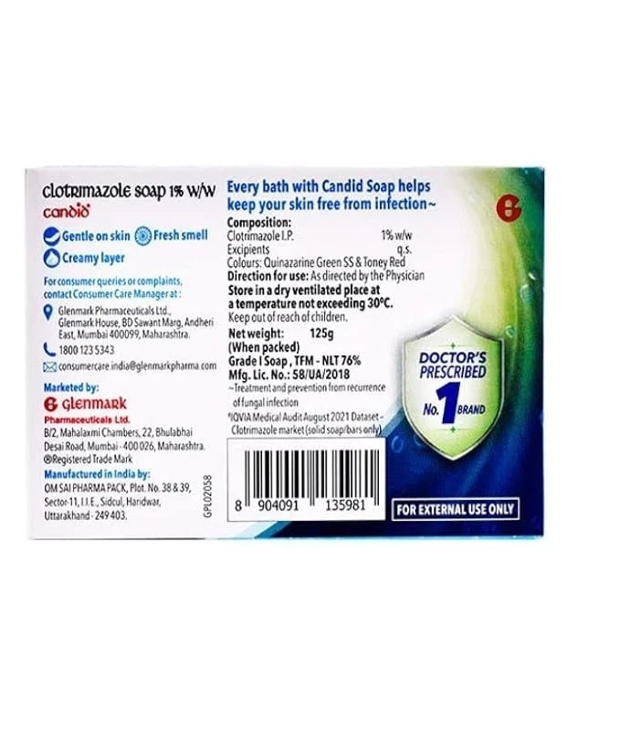 2 X Candid Antifungal Soap Medicated Anti-fungal Bathing Bar 125g each + F/S