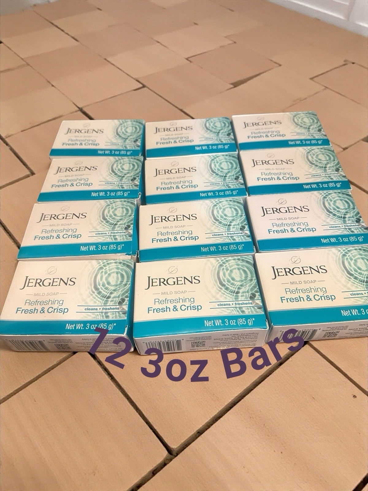 Jergens Mild Soap Fresh & Crisp Bars 3 oz Each 12 Bars New Fast Shipping
