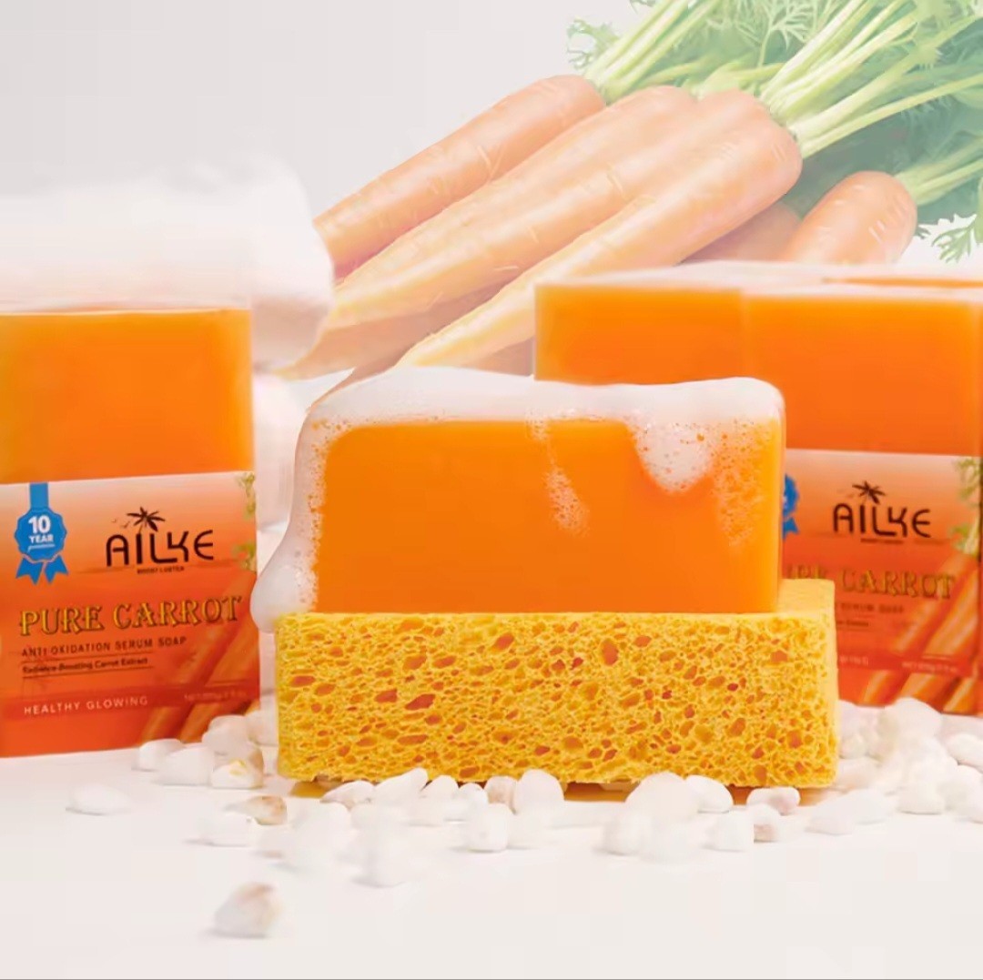 AILKE Pure Carrot Serum Soap Bar Moisturizing Deep Cleansing 200g Face/Body