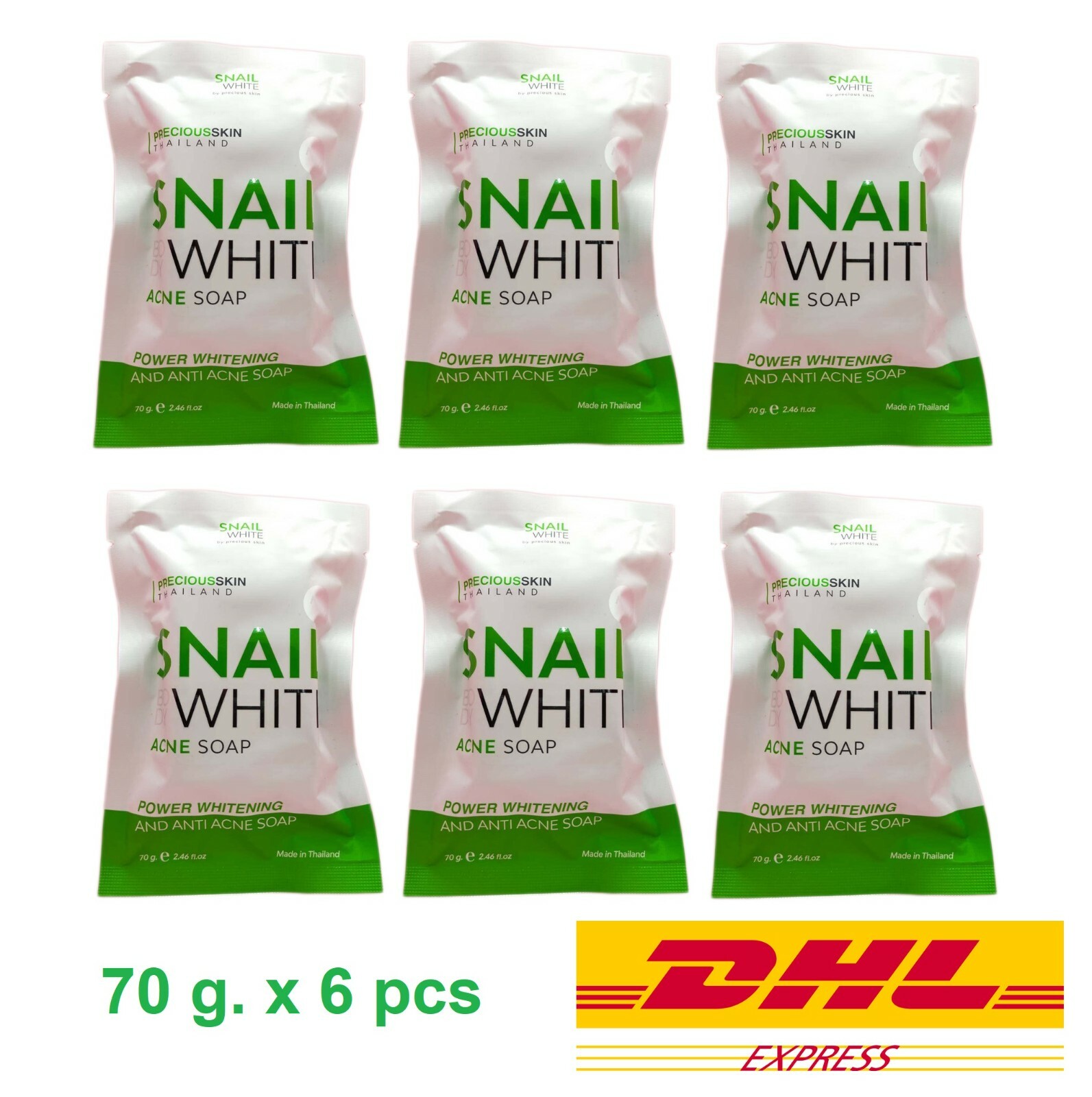 6 x Snail Body White Anti Acne Soap Whitening Skin Body & Face Reduce Acne 70g