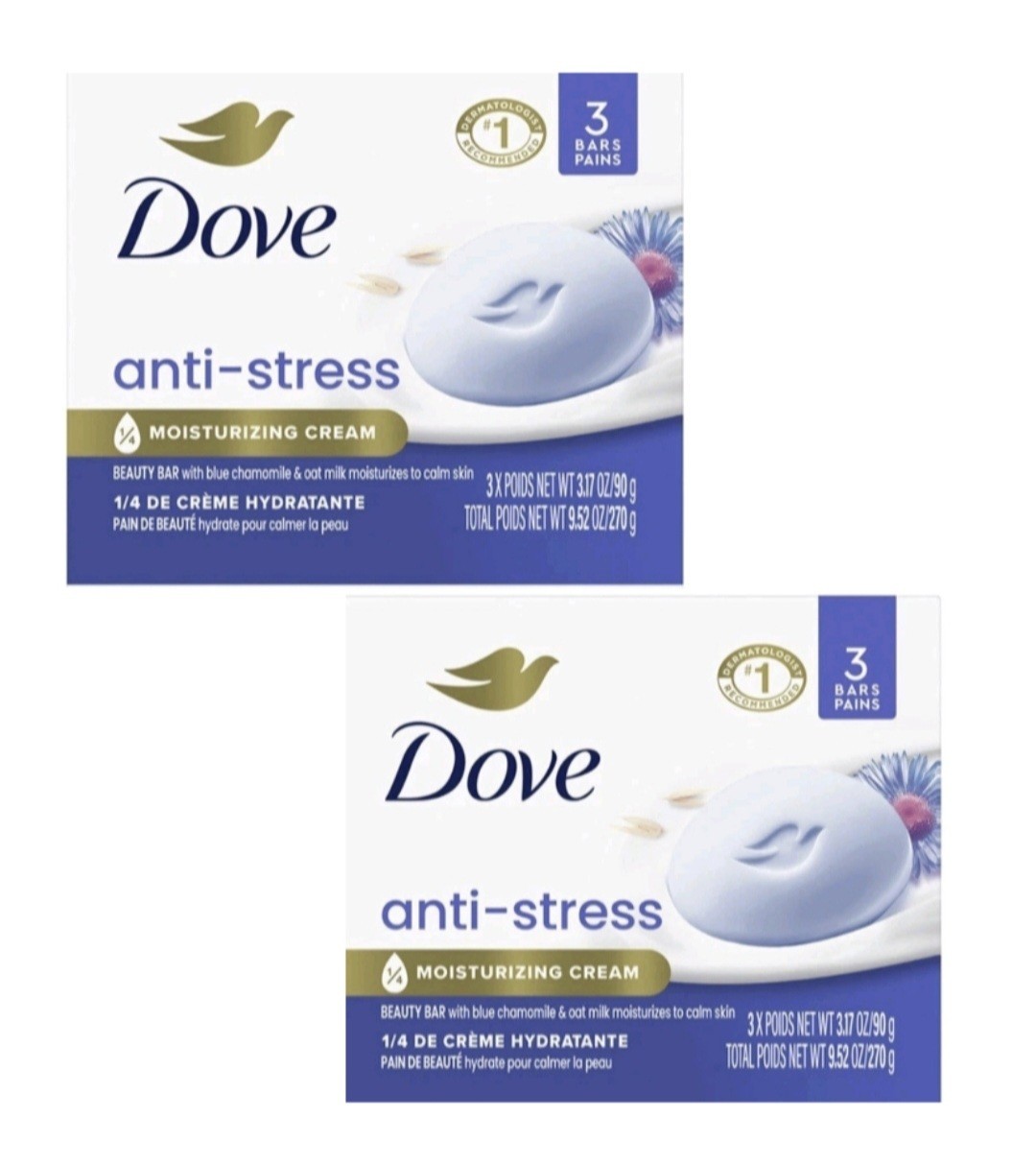 💜 DOVE (6-BARS) 3.17 Oz. 💜🫧 ●BLUE CHAMOMILE & OAT MILK● ≈ANTI-STRESS≈ Bar 🫧.