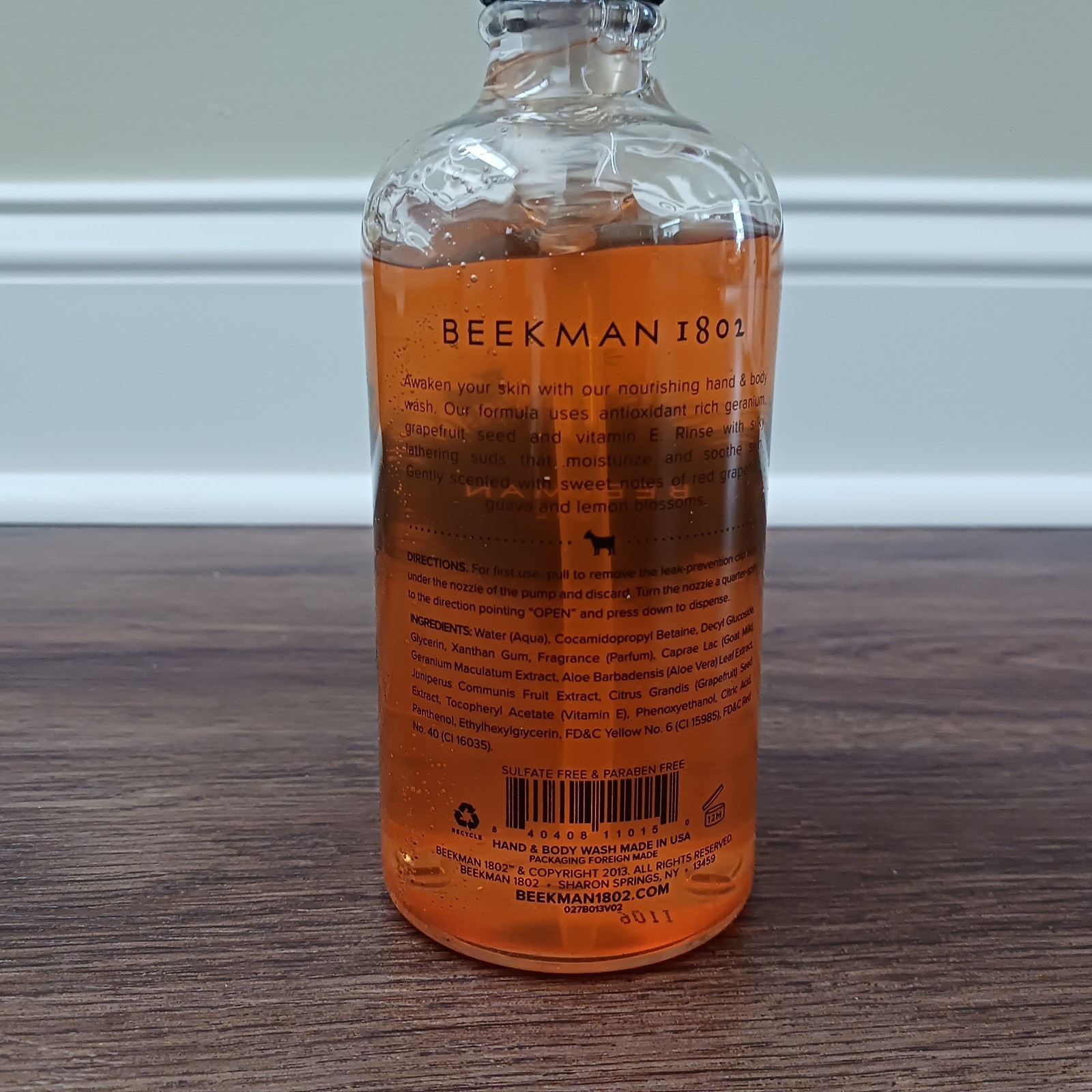 New Beekman 1802 Honeyed Grapefruit Goat Milk Hand & Body Wash 12.5 oz