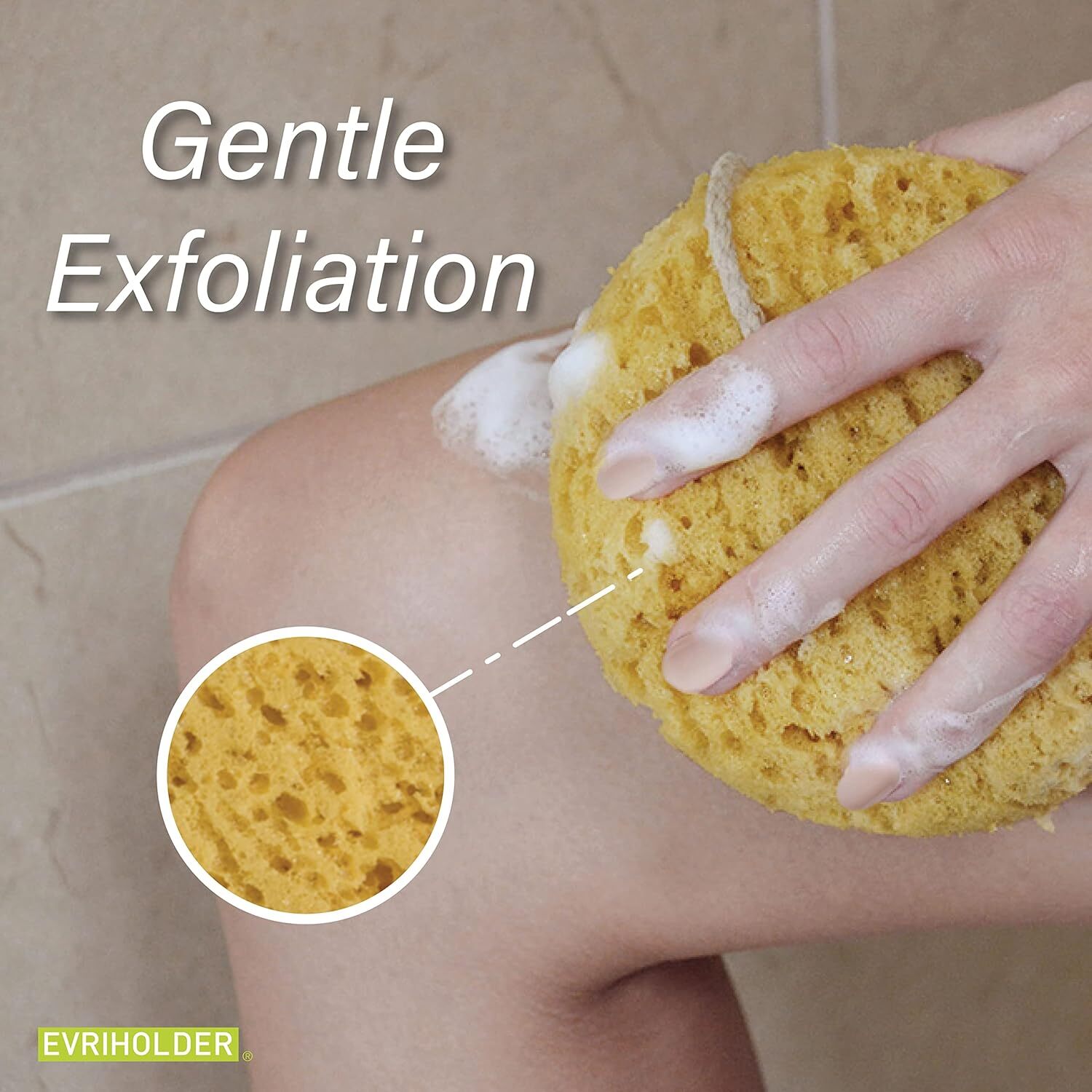 Evriholder Foam Body Sponge for Exfoliating Large 1 Count (Pack of 2), Tan