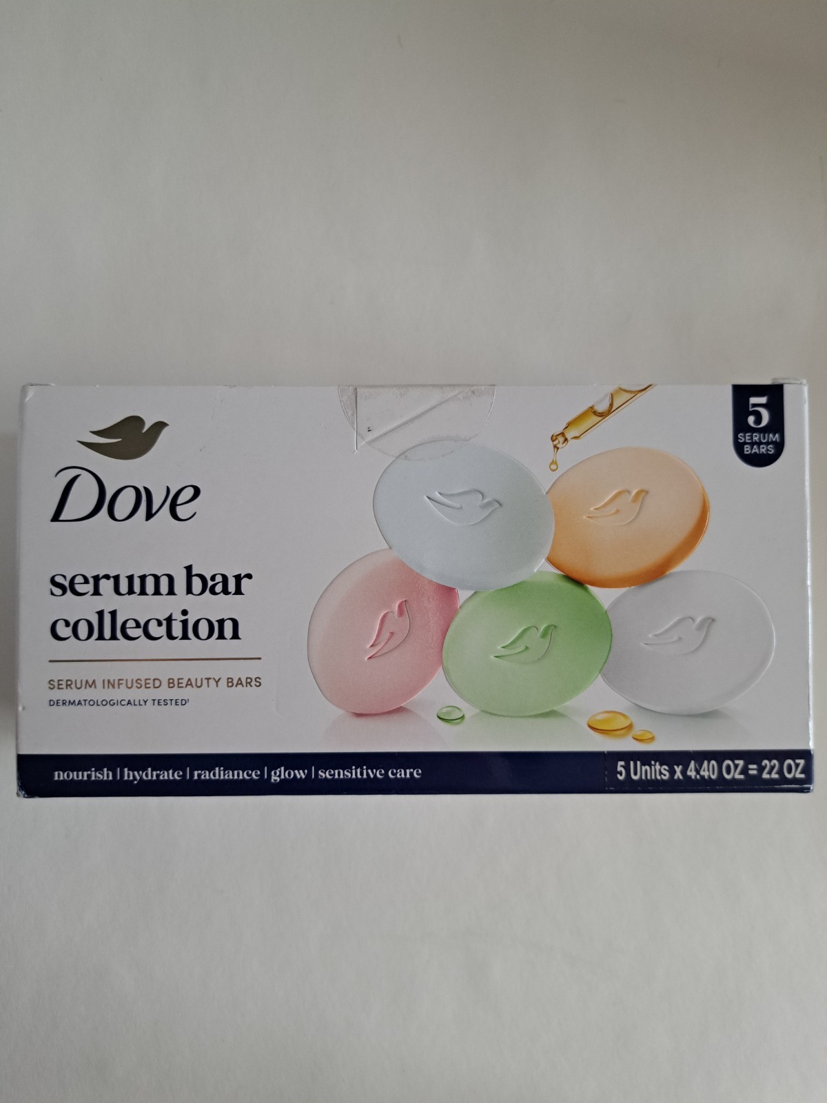 New Dove Serum Infused Oil Beauty Bar Soap Collection Variety Pack 5 x 4.4 oz