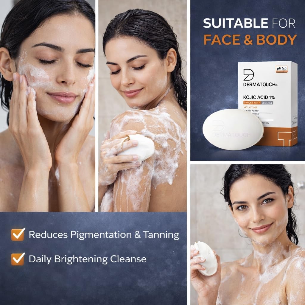 DERMATOUCH Kojic Acid 1% Soap 75g Glutathione Alpha Arbutin Syndet Bar