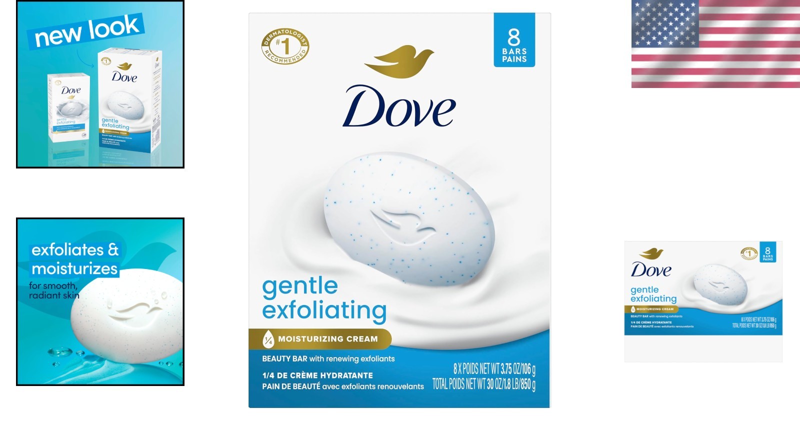 8-Pack Gentle Exfoliating Beauty Bar Soap for Radiant, Soft Skin – 3.75 oz Bars