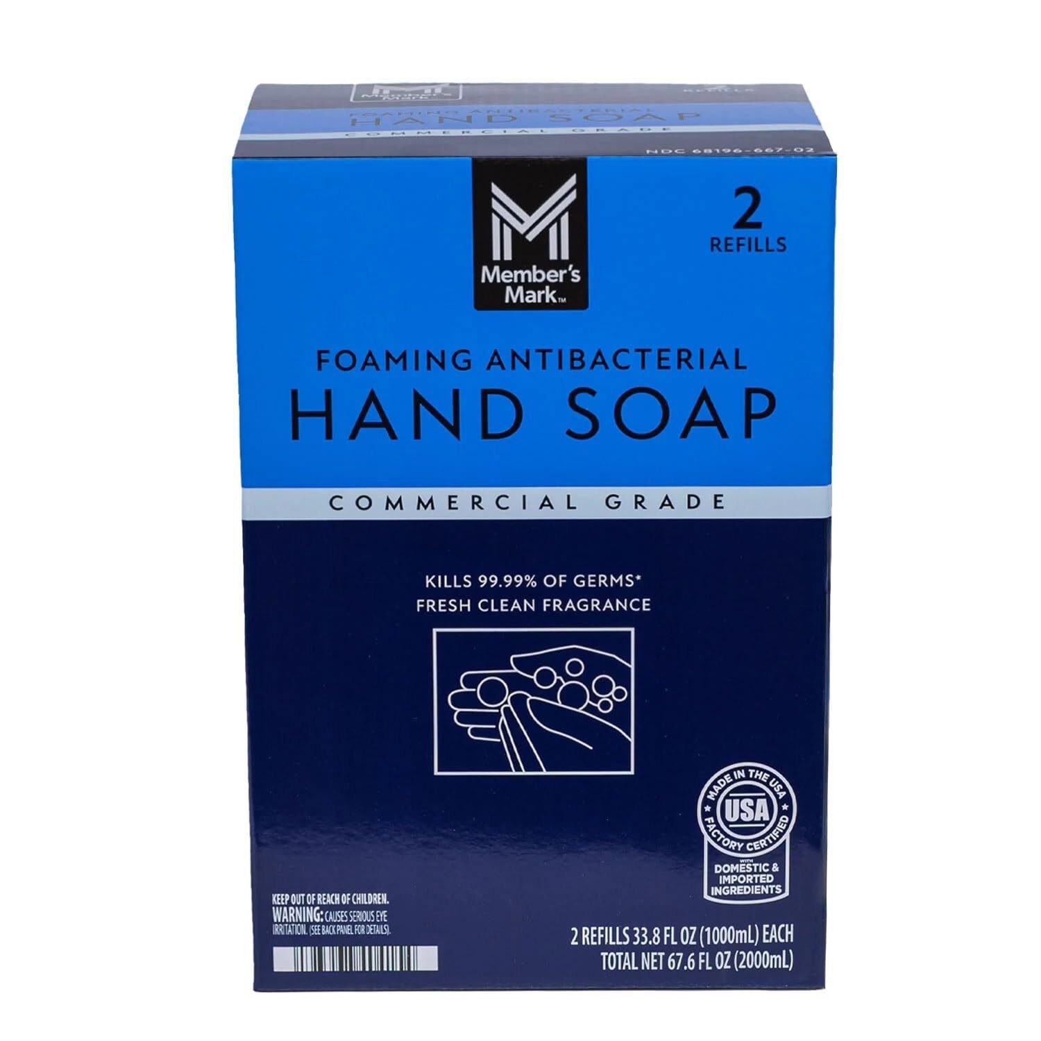 2x Member’s Mark Antibacterial Foaming Hand Soap, 33.8 Fluid Ounce (Pack of 2)
