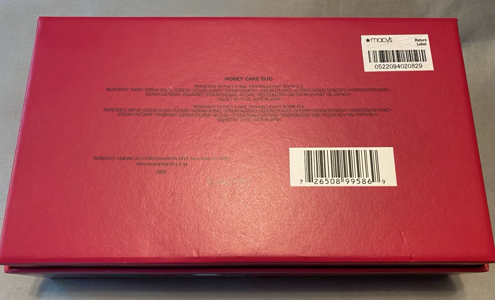 Shiseido Honey Cake Duo Translucent Soap Gift Set Of 2 E3 and E4 3.5 oz each NEW