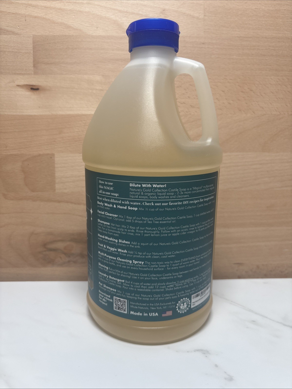 WholeNaturals Pure Castile Soap Liquid Unscented 64 Fl Oz