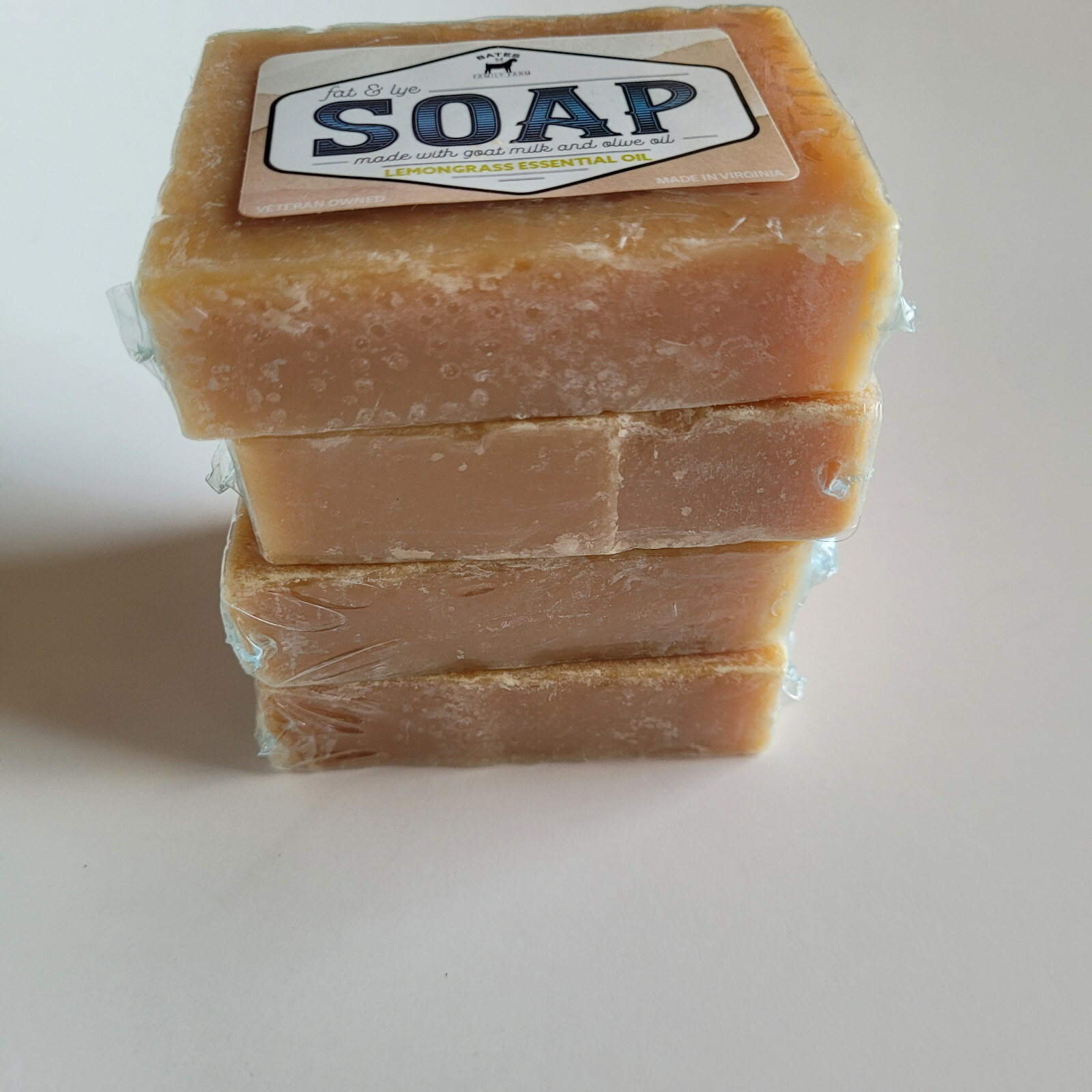 Bates Family Farm Lemongrass Essential Oils Fat and Lye Soap Goat Milk Olive Oil