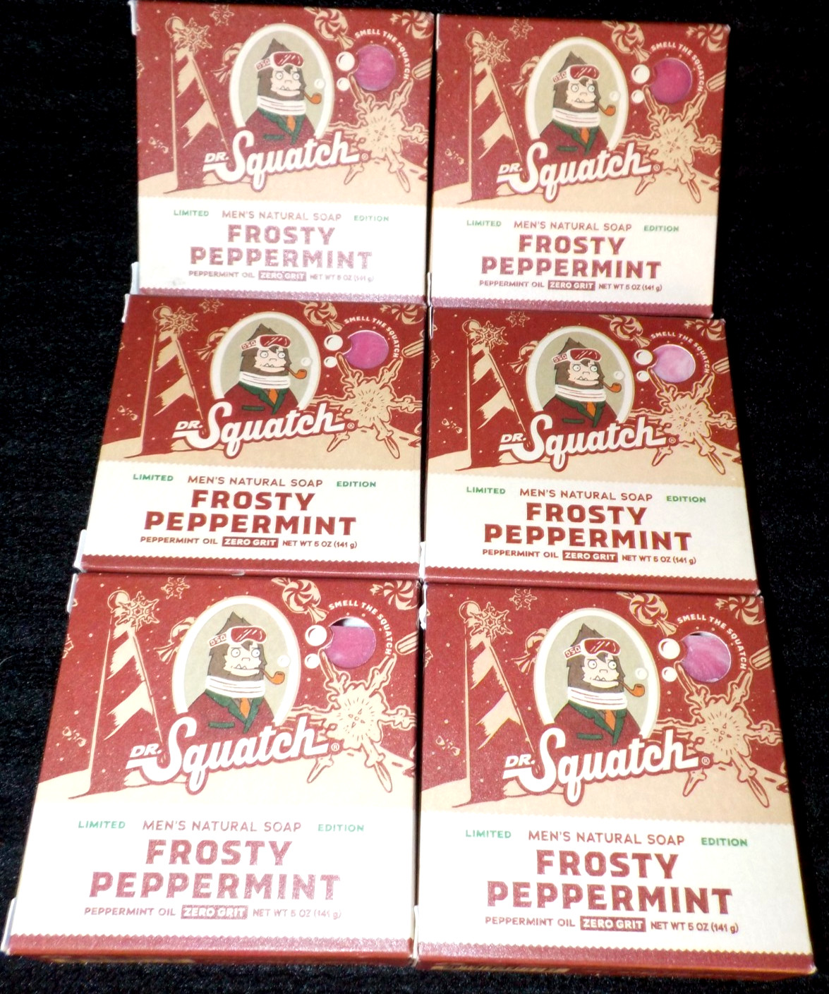 6 pk DR. SQUATCH Men’s Natural SOAP FROSTY PEPPERMINT 5 oz Limited Edition L@@K!