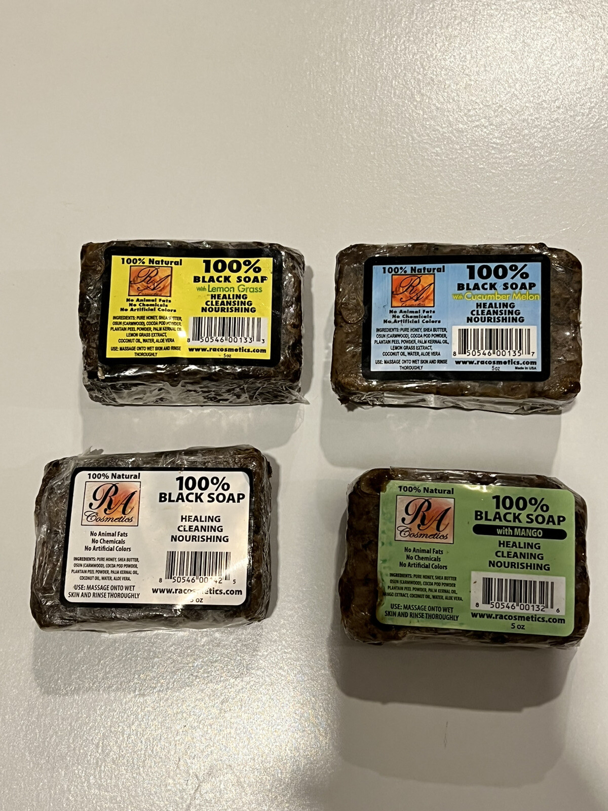 RA Cosmetics 100% Natural Black Soap Heals Nourishes Cleans Face Body Hair 5oz