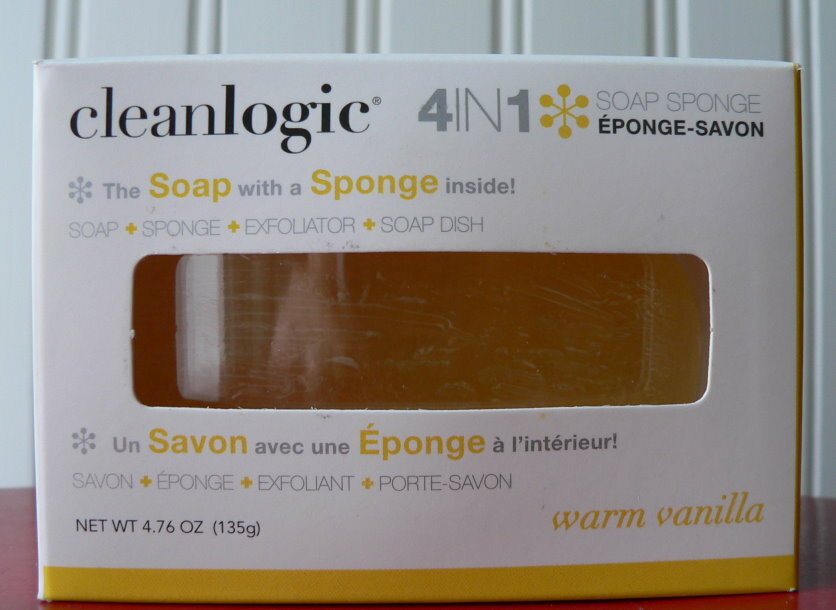 CLEAN LOGIC WARM VANILLA GLYCERIN SOAP with SPONGE IN BAR & PLASTIC CASE