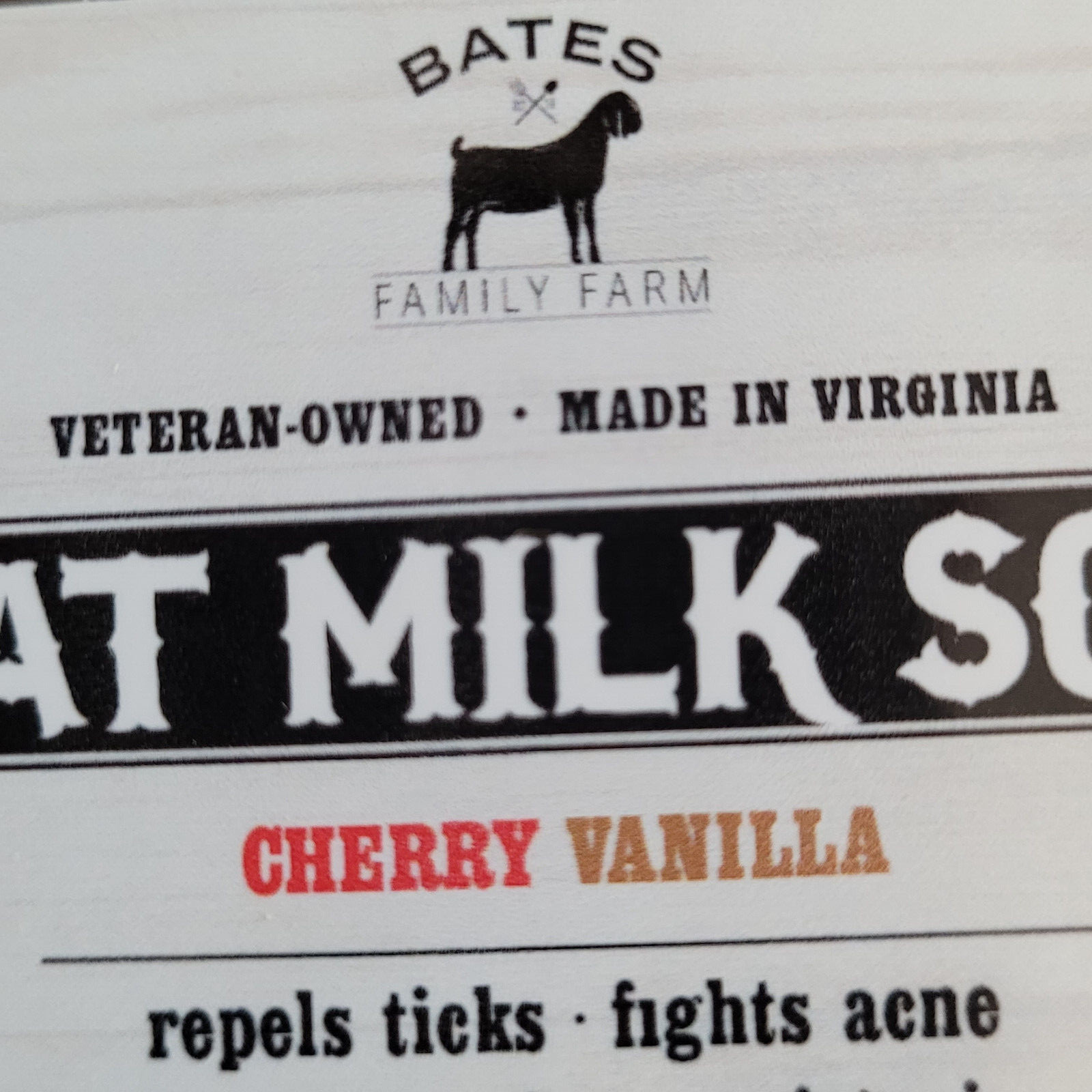 Bates Family Farm Cherry Vanilla Fat and Lye Soap Goat Milk Olive Oil Natural