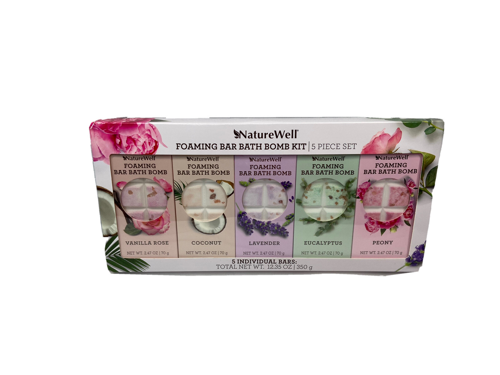Naturewell Foaming Bar Bath Bomb Kit 5 Pcs Set/5 individual Bars total 12.35 oz