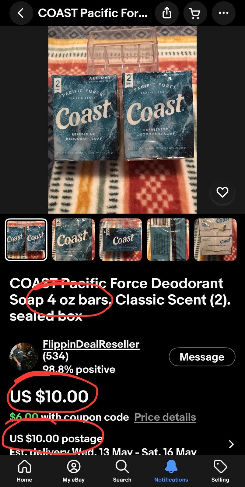 Pacific Force ~ Coast Refreshing Deodorant Soap 8 Bars 3.2 oz Each Classic Scent