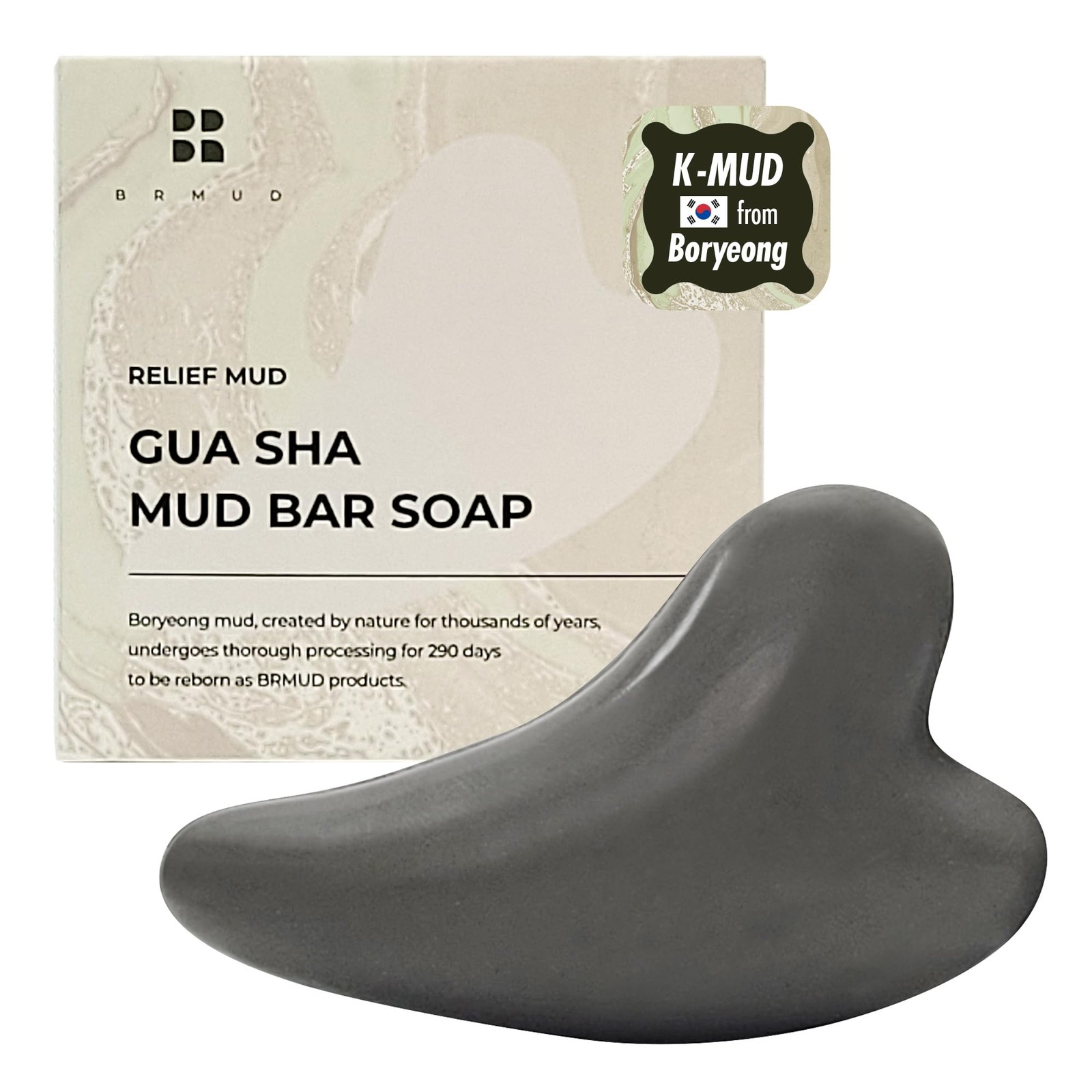 BRMUD Relief Mud Gua Sha Bar Soap – Mask 2.99 Ounce (Pack of 1)