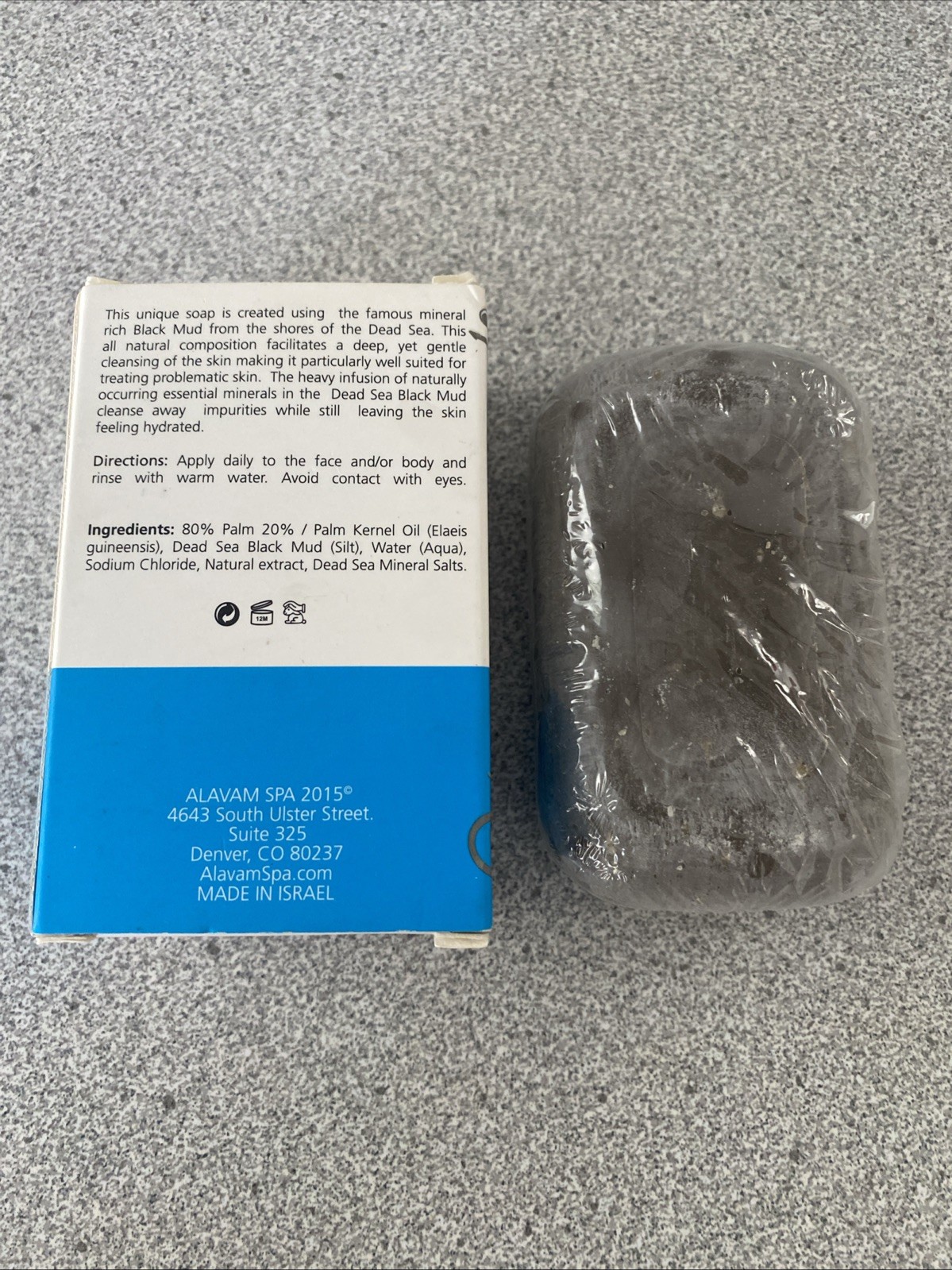 New! Sealed 4 Oz Alavam Spa Dead Sea Black Mud Bar Soap Natural Made In Israel