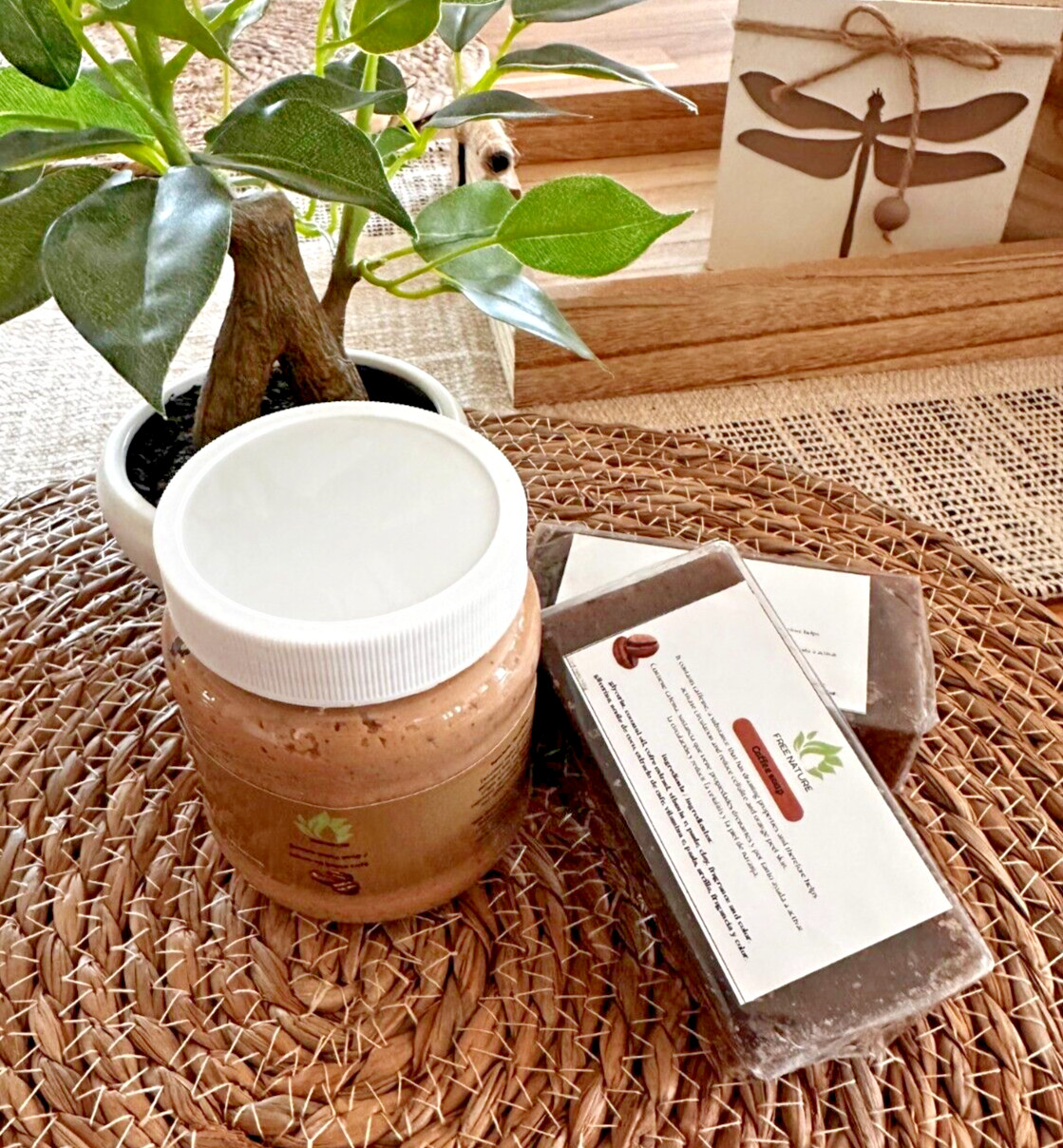 Free Nature set 3 pieces, Brown Paste Soap, Coffe Soap, Organic, from Mexico