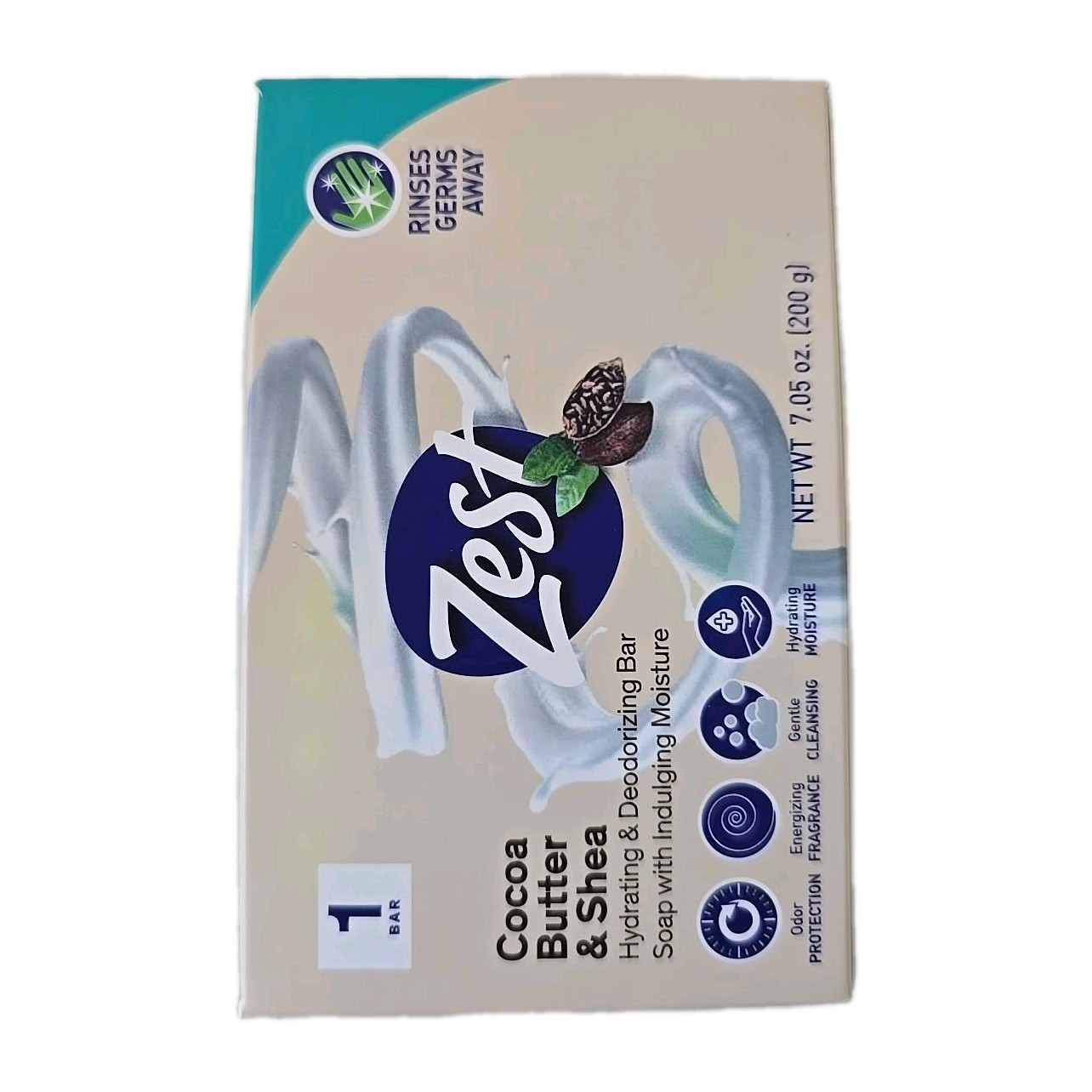 ZEST COCOA BUTTER AND SHEA Bar Soap 7.05 Ounces Per Bar Lot Of 5 Bars