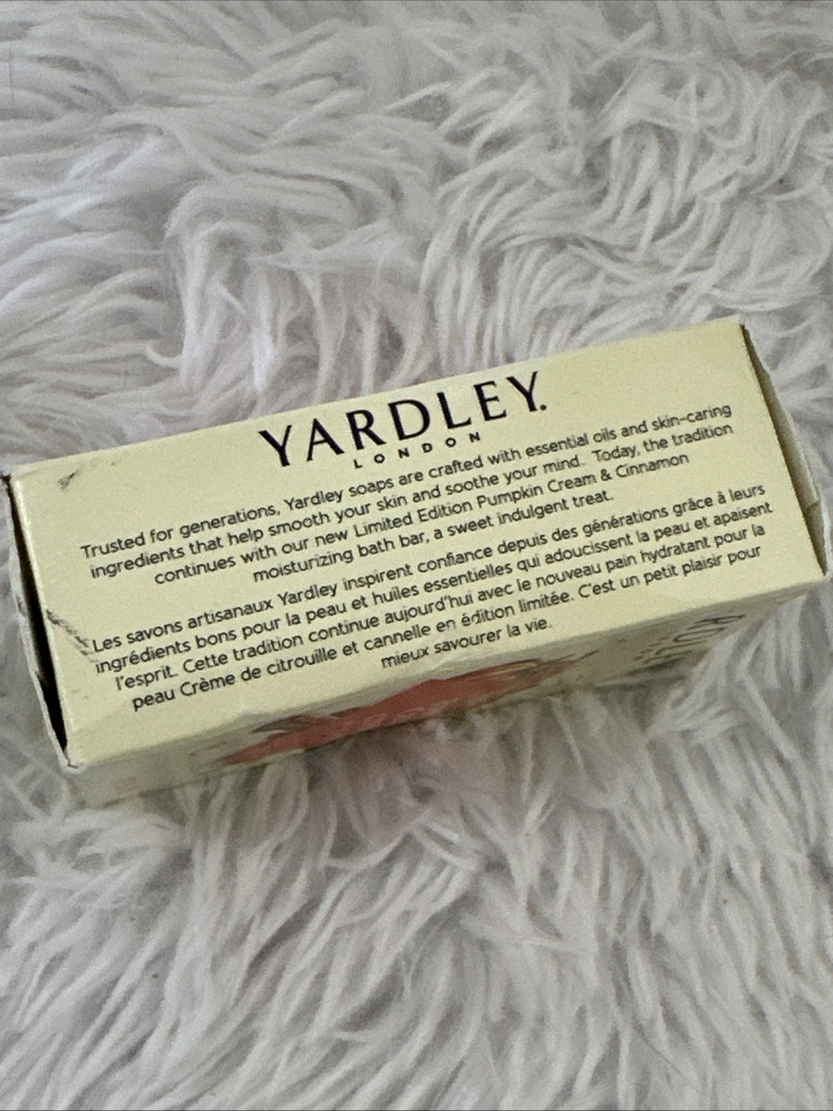 Yardley Bar Soap Pumpkin Cream and Cinnamon with Amyris Oil New 4.25 Full Size