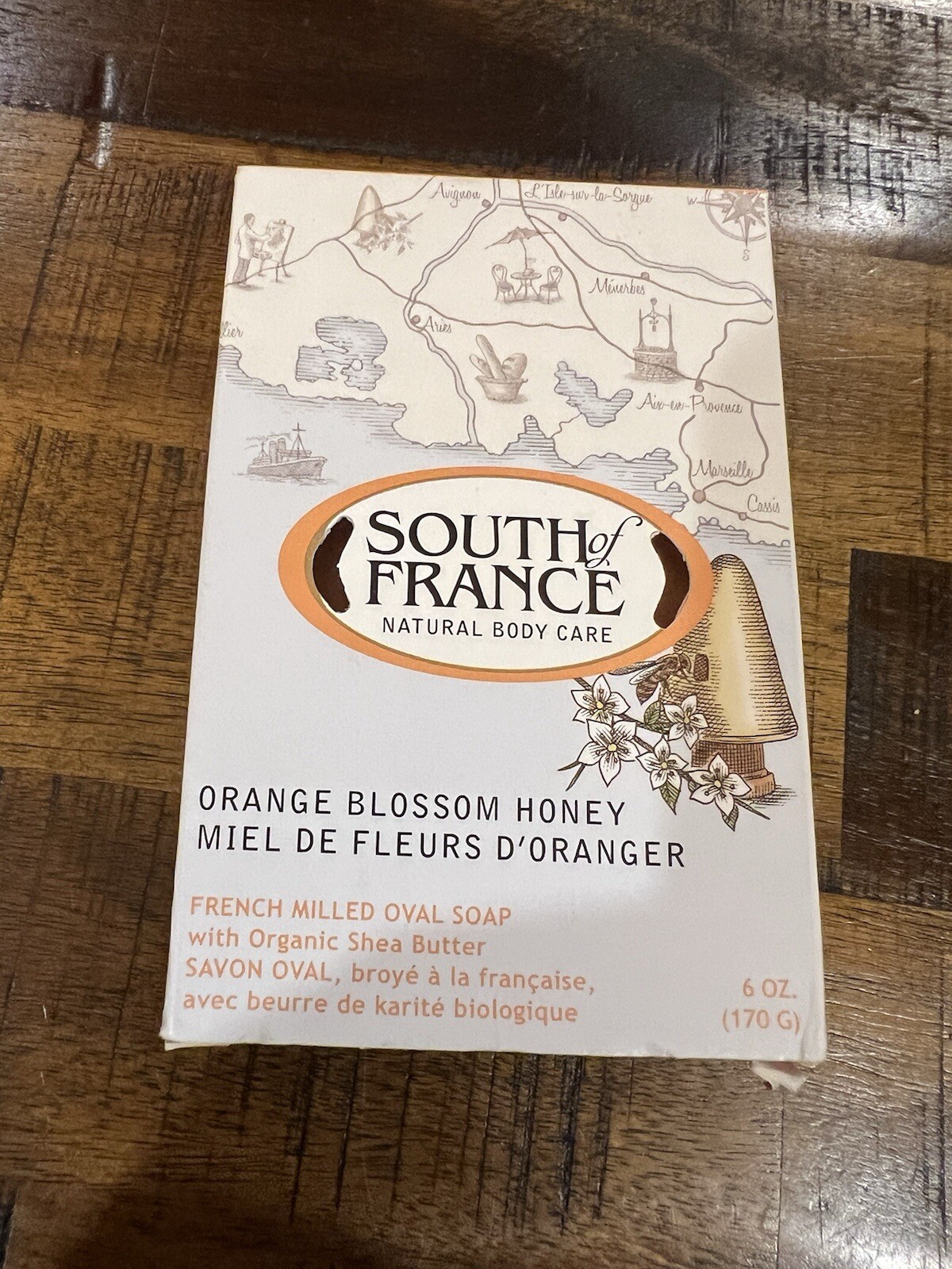 NIB South of France Natural Body Care Orange Blossom Honey Bar Soap 6oz