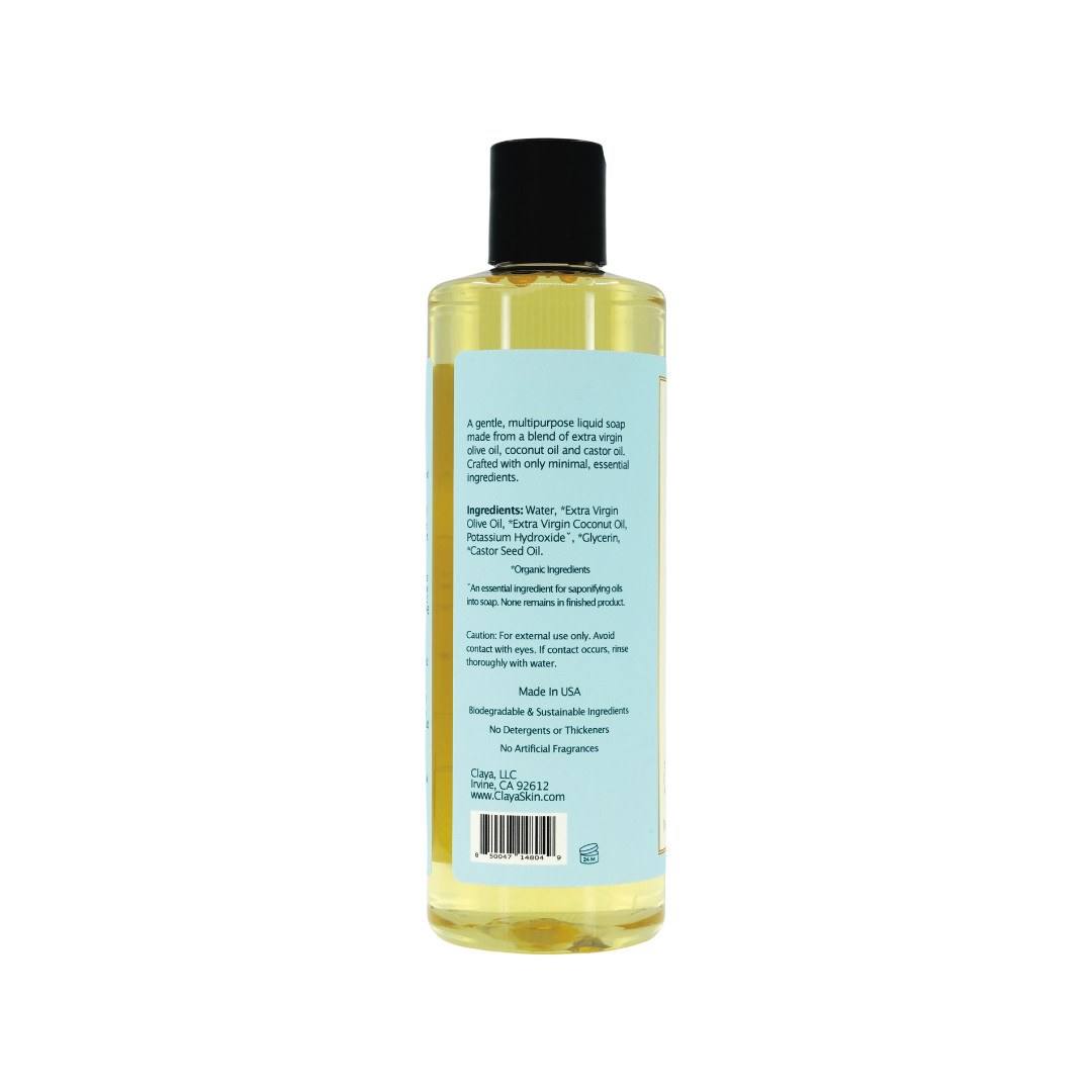 Liquid Castile Soap (Pump Cap) – Organic Ingredients, Gentle For Sensitive Skin