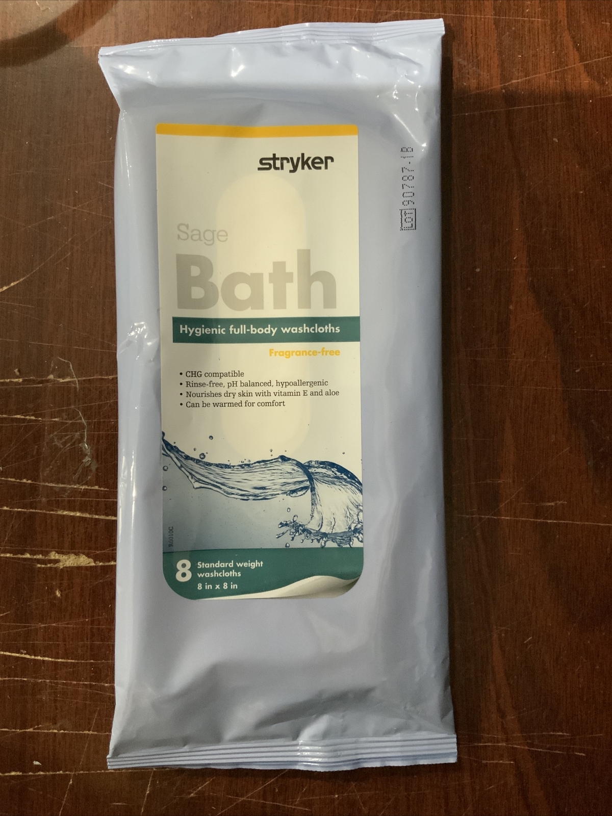 Set Of 5 Sage Bath Wipes Soft Pack 8/PK Cleansing Cloth Fragrance Free STRYKER