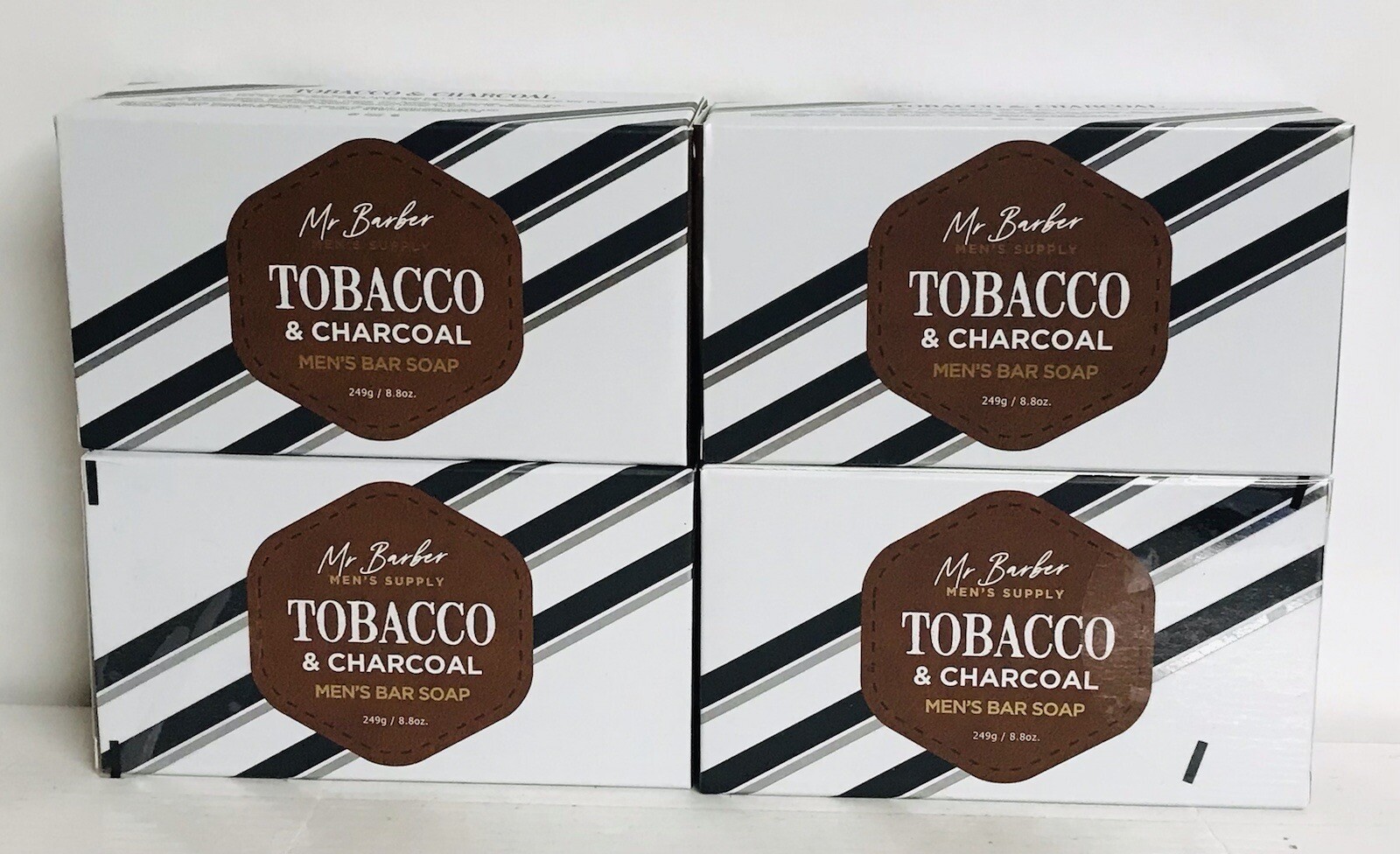 4-Pack Mr. Barber ~ Tobacco & Charcoal Men’s Bar Soap 8.8 oz Each