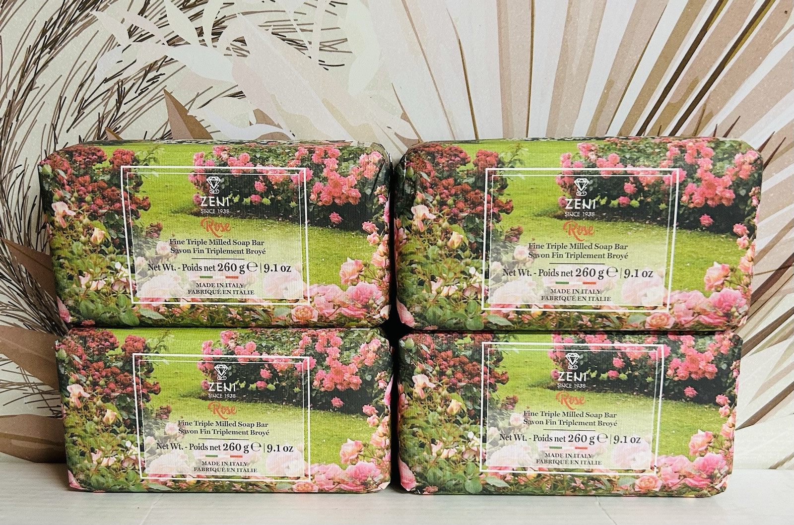 4-Pack Zeni ~ Rose Triple Milled Bar Soap 9.1 oz Each