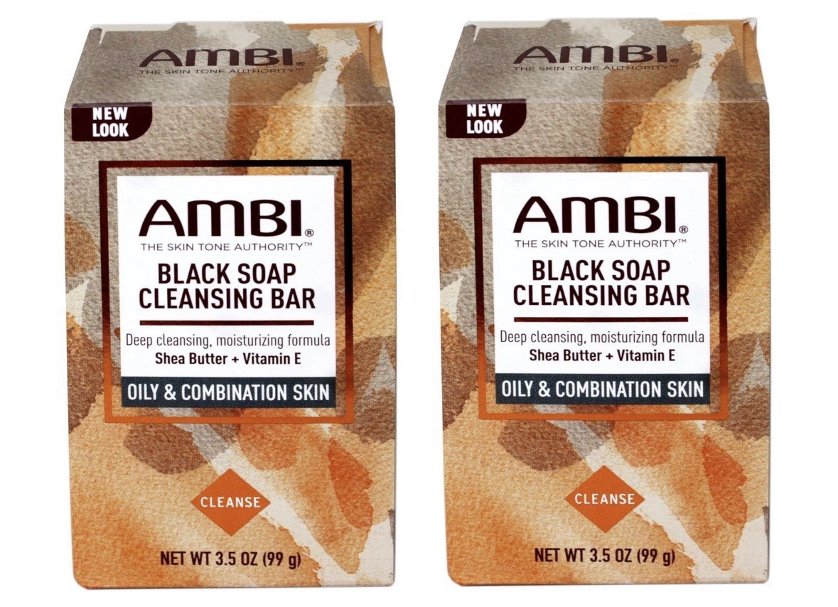 2 Pack Ambi Black Soap Cleansing Bar with Shea Butter Vit E for Oily Skin 3.5 OZ