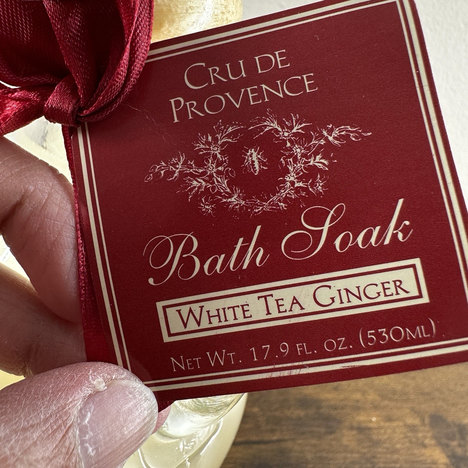 Cru de Provence White Tea Ginger Bath Soak 17.9 fl oz – Luxury Glass Bottle New